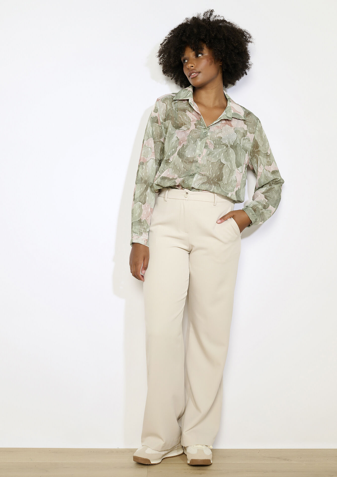 Flowing floral blouse, Flowing floral blouse - KHAKI MINT - 05702933_2542