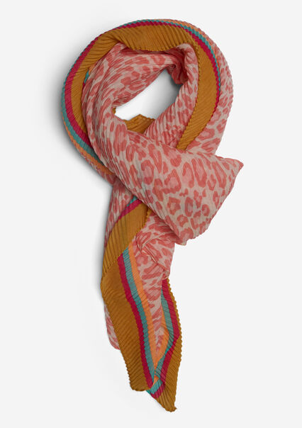 Leopard print scarf - CORAL PINK  - 1093296