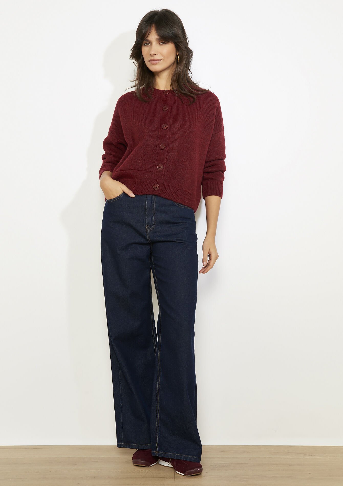 Gilet en maille boutonné, Gilet en maille boutonné - BORDEAUX WINE - 04101401_5514