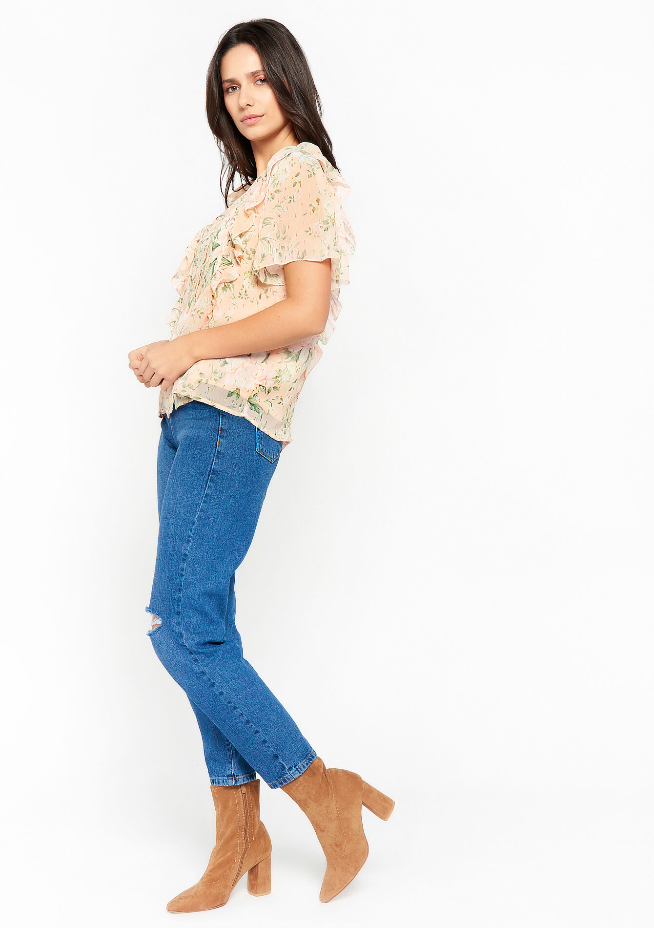 Blouse with floral print - LIGHT PINK - 05702070_1303