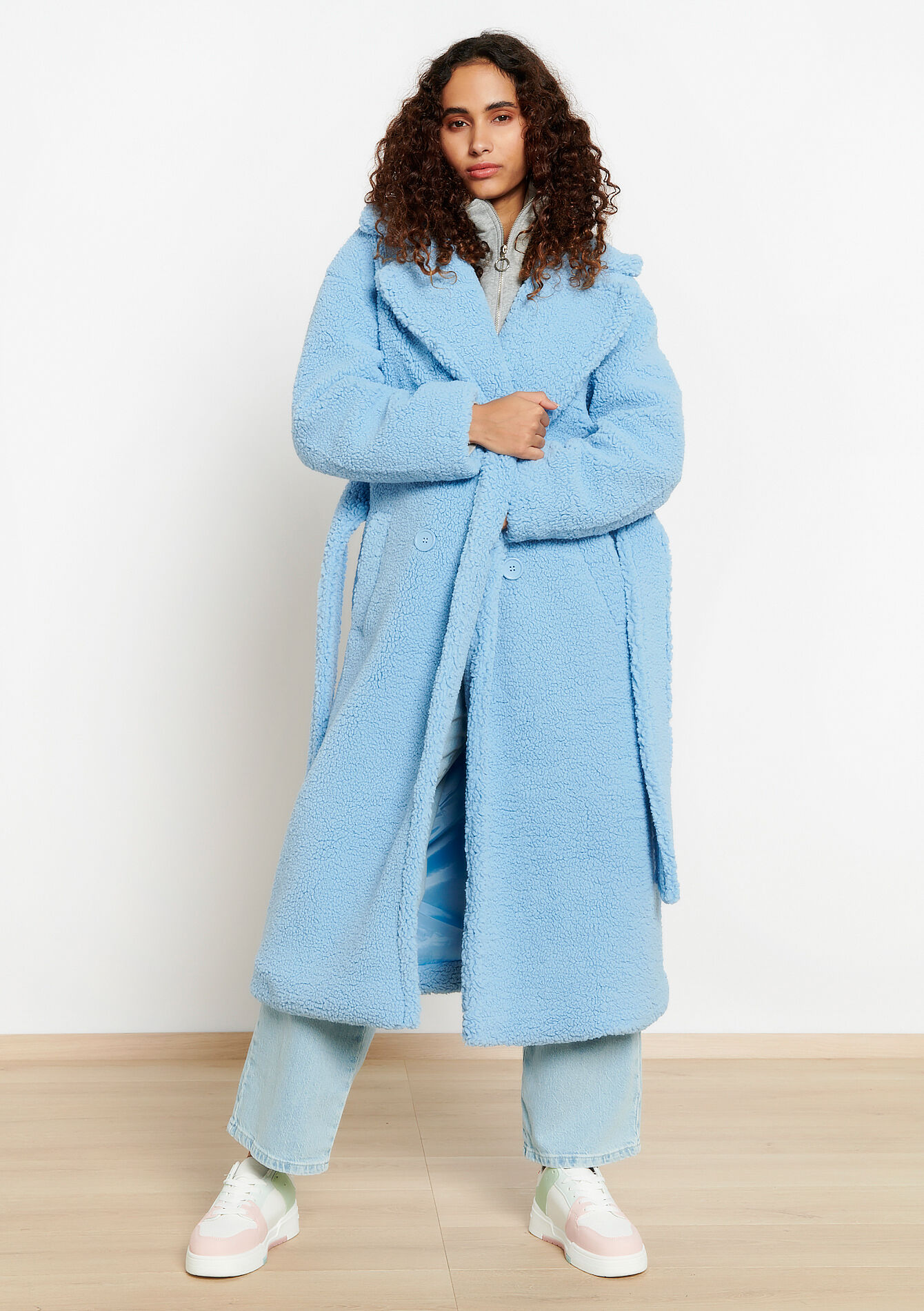 Oversized teddy jas, Oversized teddy jas - BLUE PASTEL - 23000623_3003