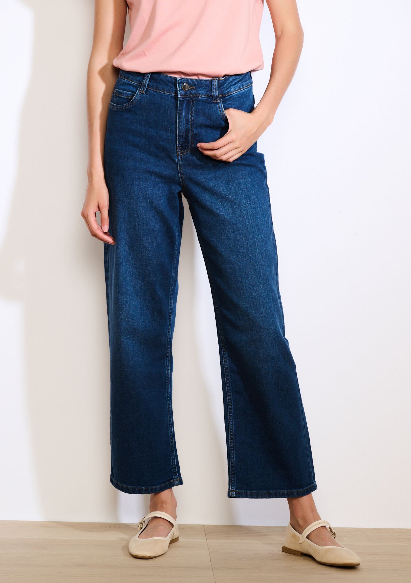 High waist wide leg jeans, High waist wide leg jeans - DARK BLUE - 22000590_0501