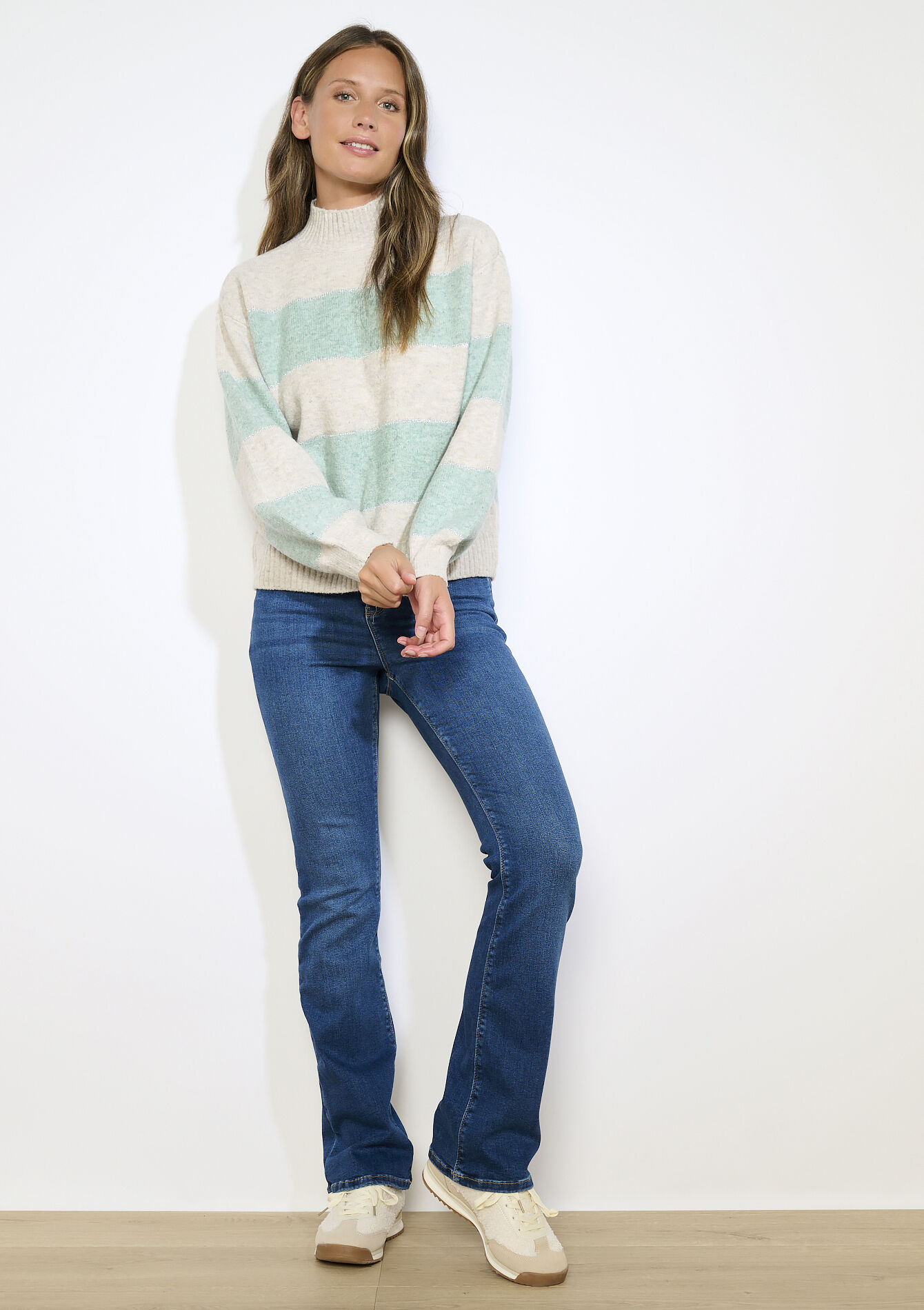 Jacquard high-neck pullover, Jacquard high-neck pullover - MINT GREEN - 04006929_1723