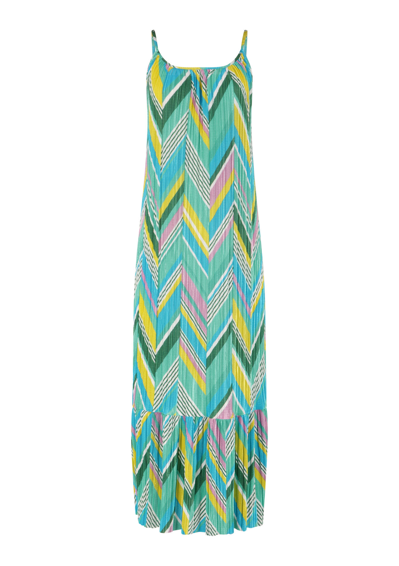 Pleated dress with zigzag pattern, Pleated dress with zigzag pattern - AQUA BLUE - 08601998_3302