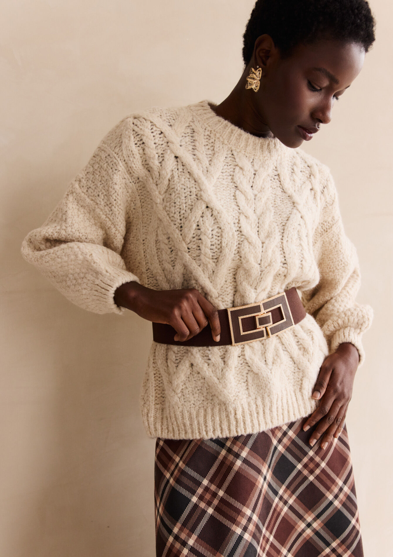 Dikke kabeltrui met col, Dikke kabeltrui met col, , back