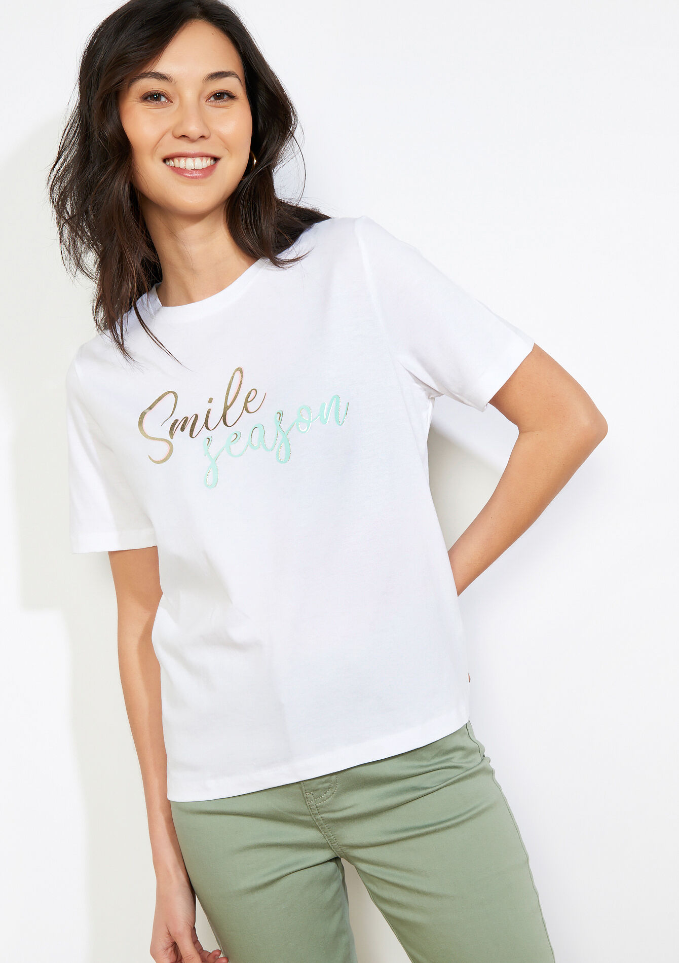 T-shirt message irisé - OFFWHITE - 02301941