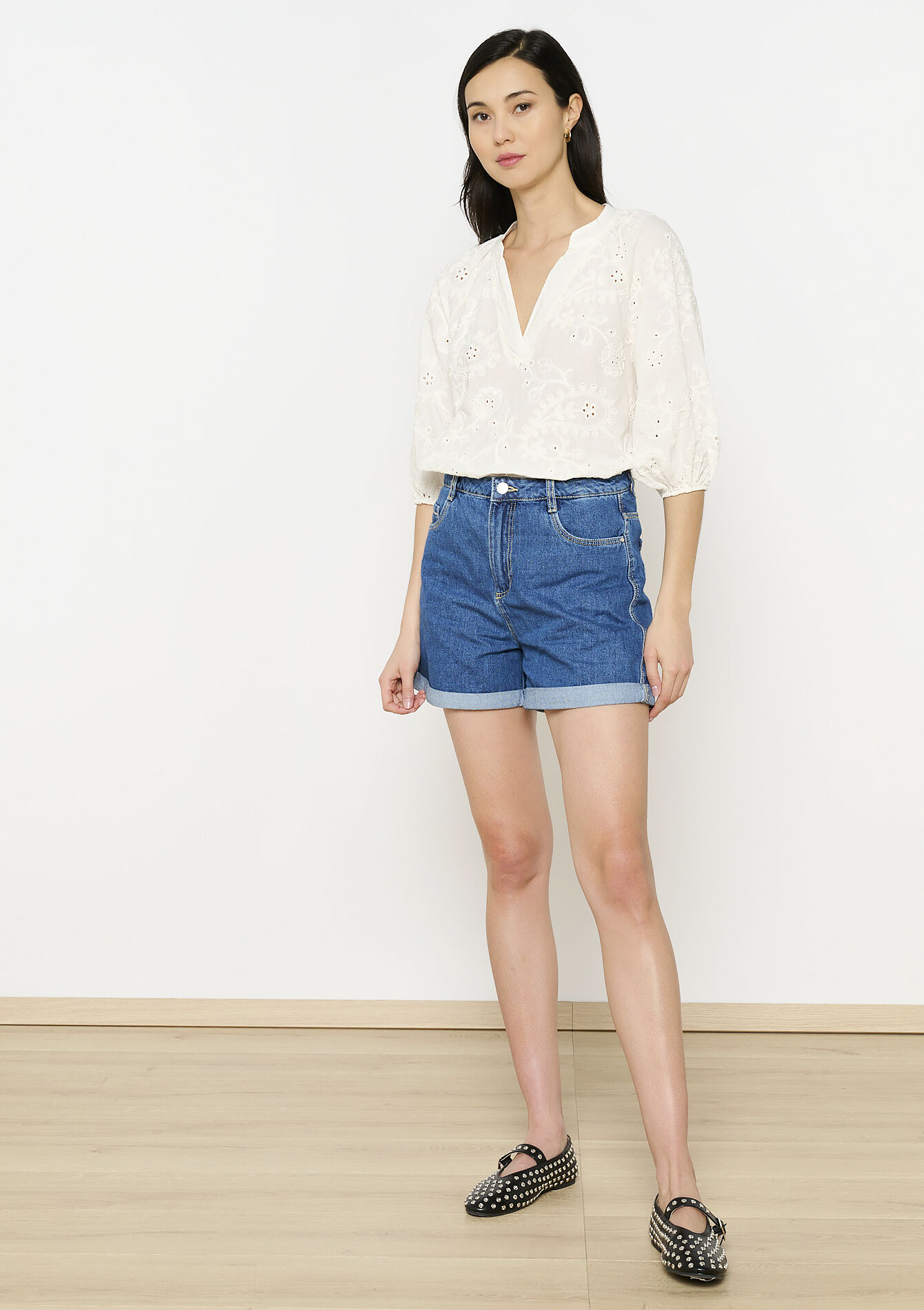 Boheemse geborduurde blouse, Boheemse geborduurde blouse - VANILLA WHITE - 05702776_1013