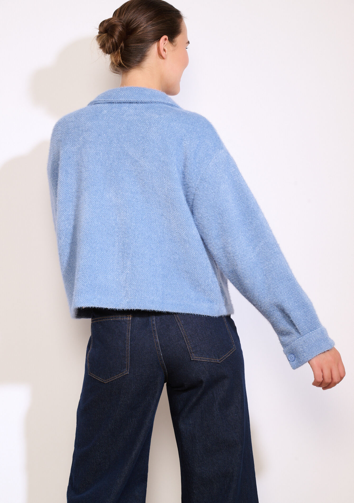 veste courte texturée, veste courte texturée - BLUE PASTEL - 09101093_3003