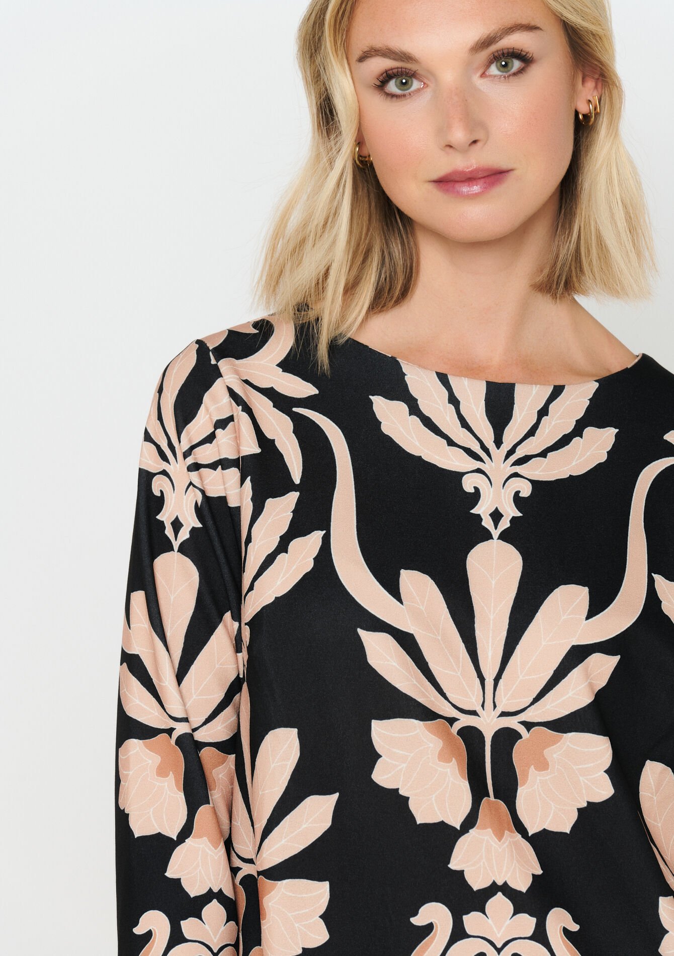 Rechte jurk met print, Rechte jurk met print - BLACK - 08103452_1119