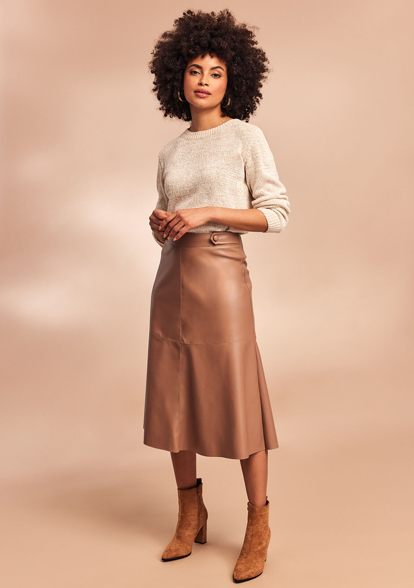 Midirok in nepleder, Midirok in nepleder - LIGHT CAMEL - 07101079_3814