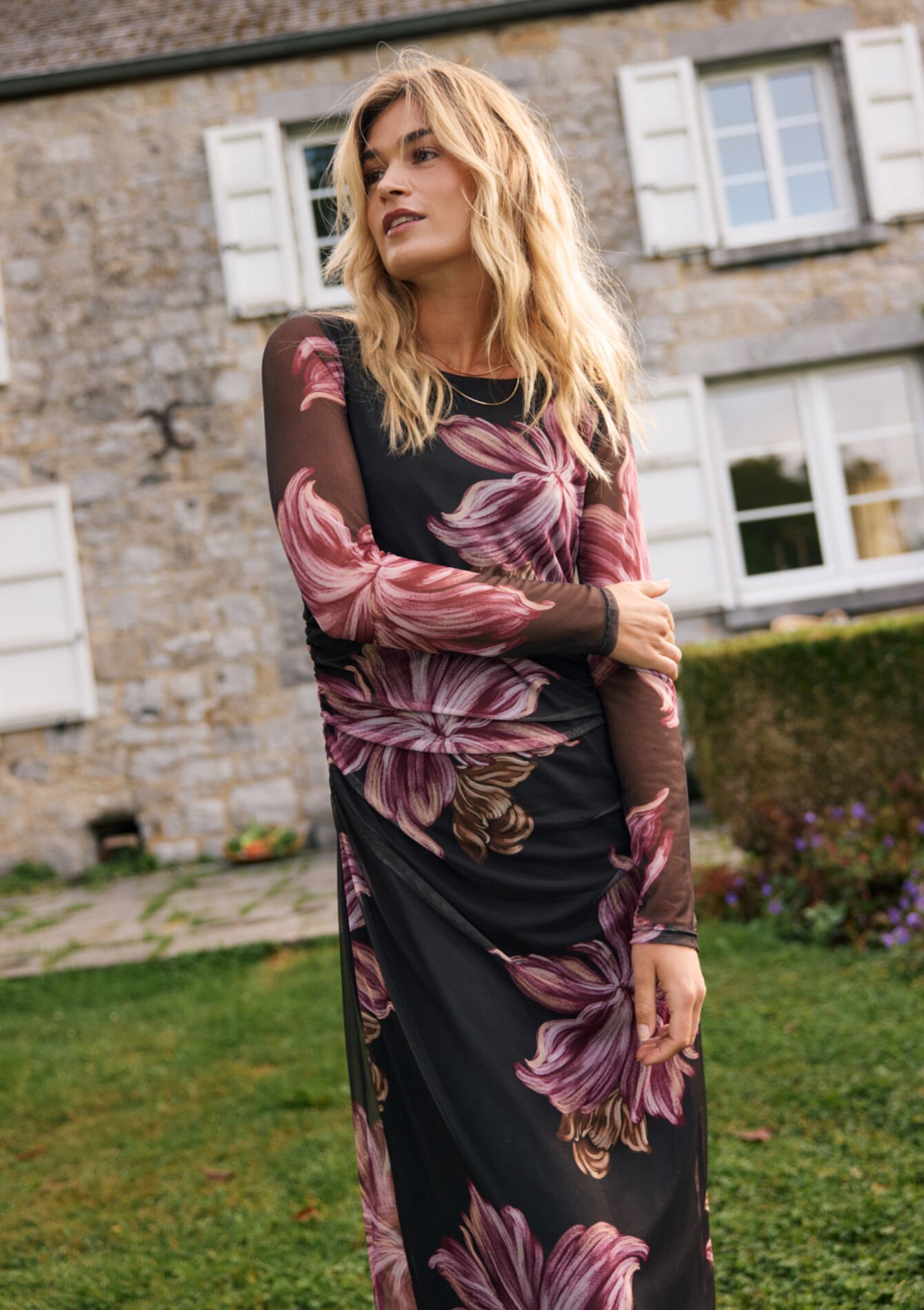 Robe bodycon à fleurs, Robe bodycon à fleurs - BLACK - 08104396_1119