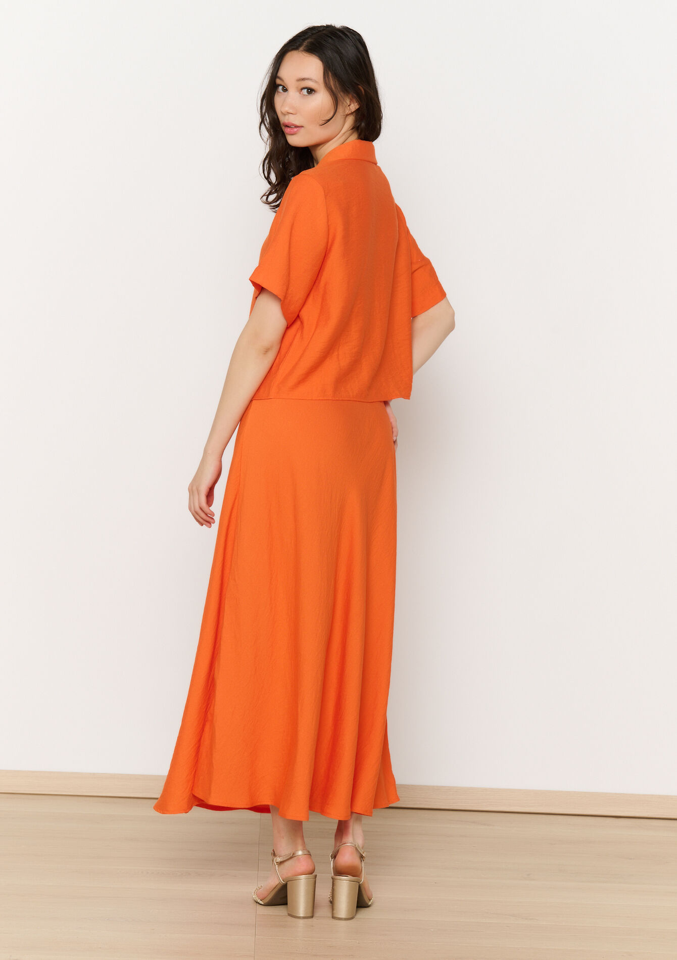 Losvallende maxi-rok, Losvallende maxi-rok - ORANGE BRIGHT - 07101371_1255