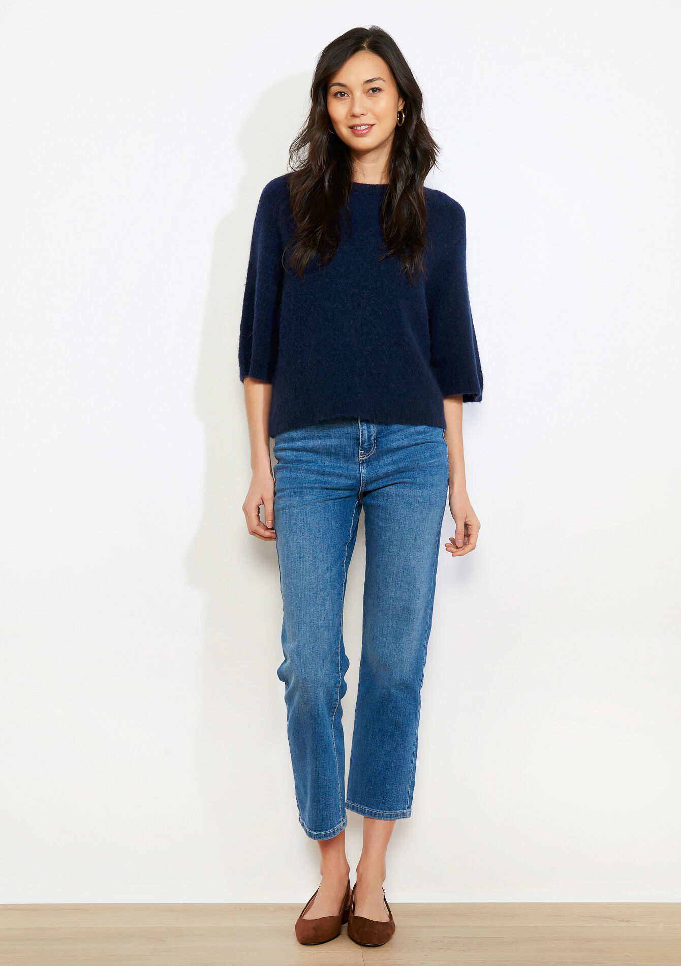 Zachte trui met 3/4-mouw - NAVY BASIC - 04007207_2723