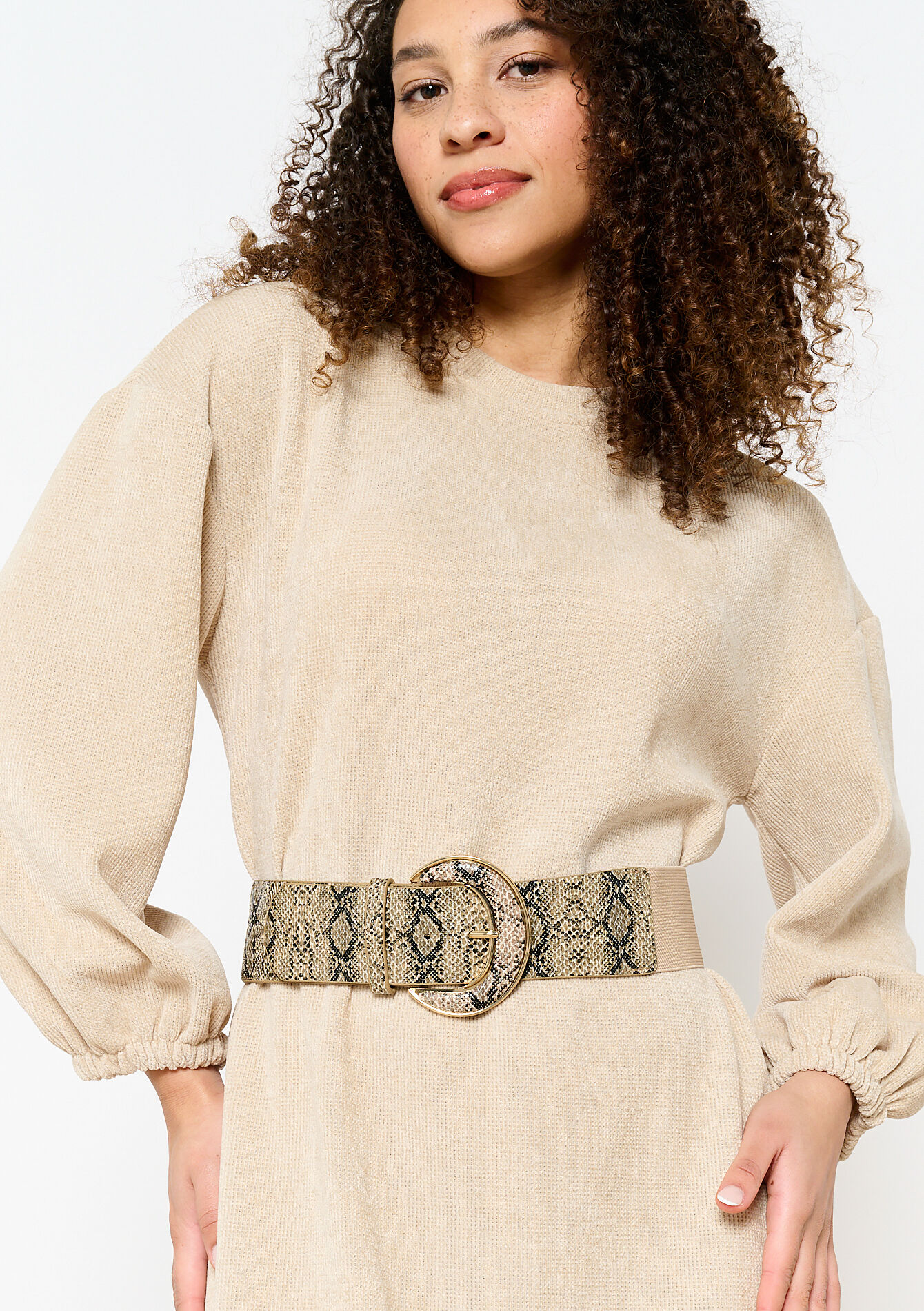 Elastische riem met pythonprint, Elastische riem met pythonprint - LIGHT TAUPE - 14001861_2572