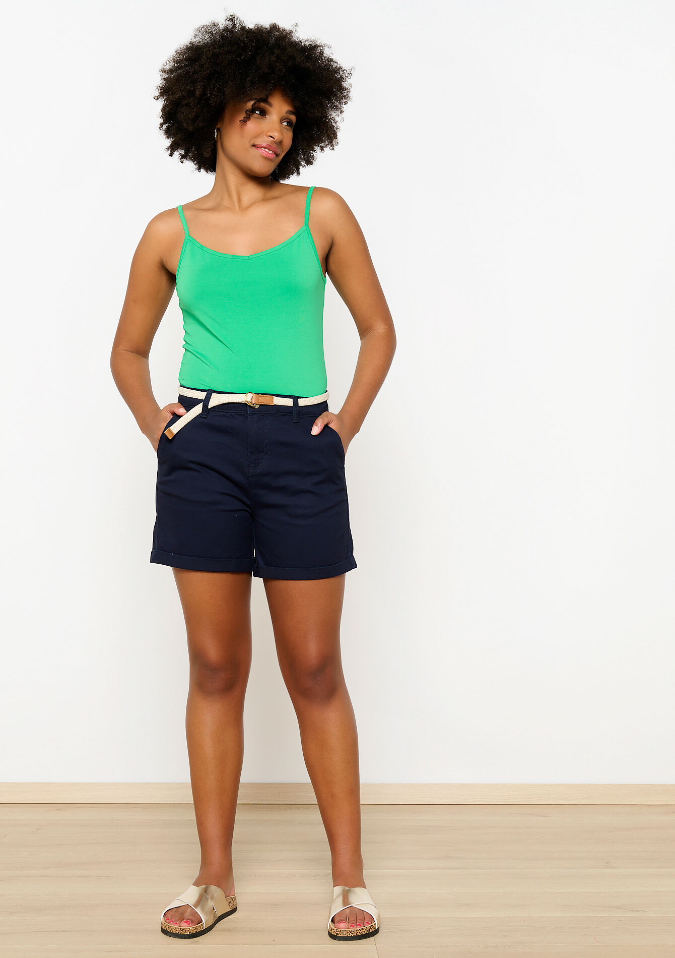 Chino short met riem, Chino short met riem - NAVY BASIC - 06100571_2723