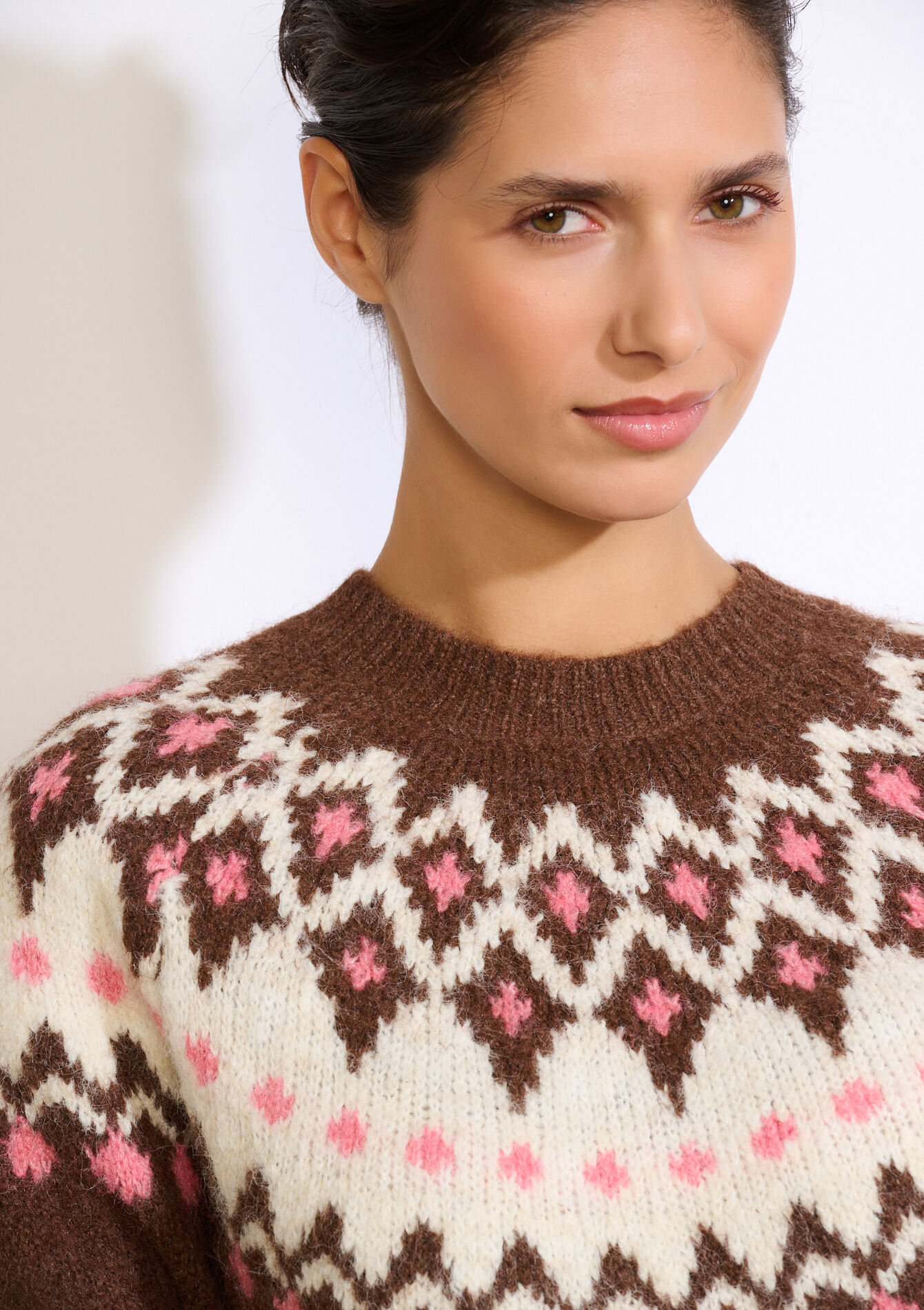 Pull jacquard doux, Pull jacquard doux - BROWN DARK CHOCOLATE - 04007145_3720