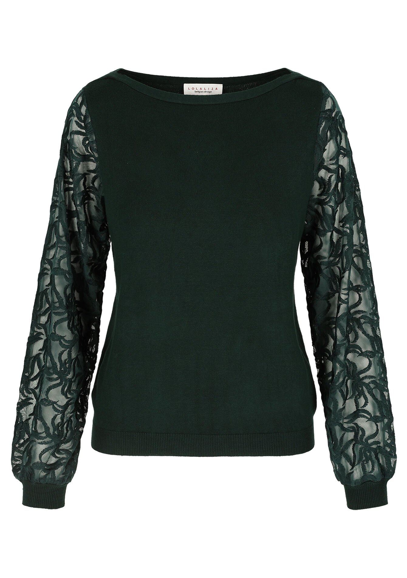 Trui met transparante mouwen, Trui met transparante mouwen - BOTTLE GREEN - 04006917_1778