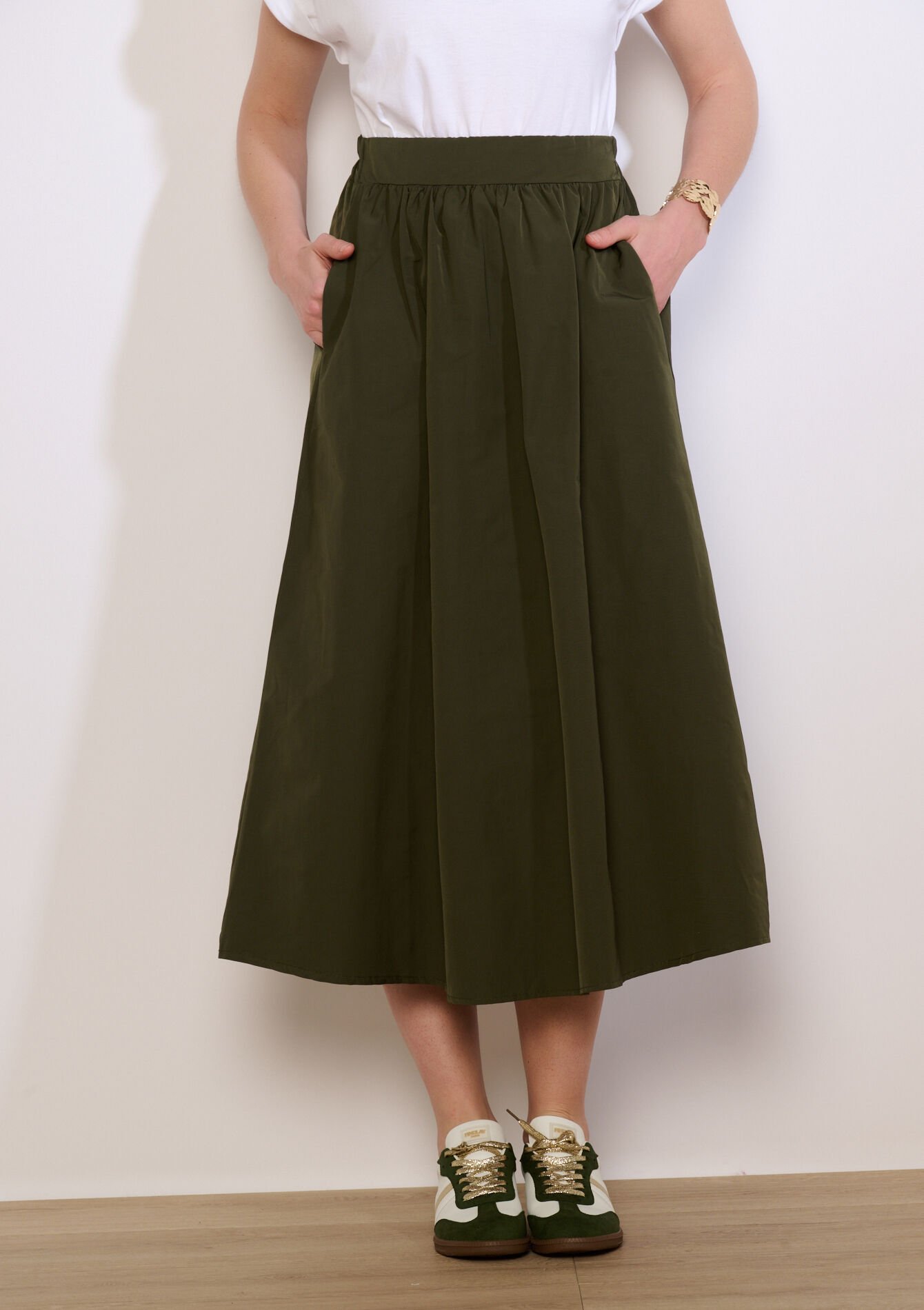 Jupe longue taille froncée - KHAKI DARKY - 07101488_4208