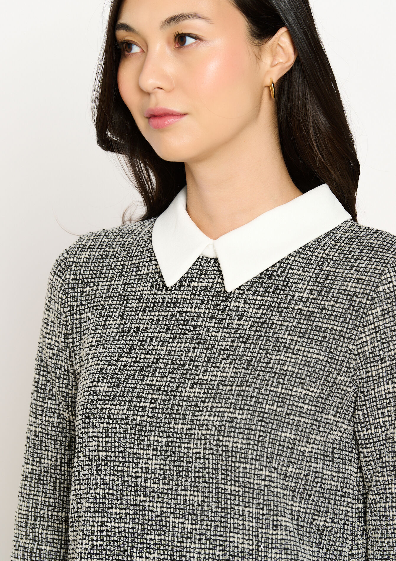 Robe en tweed avec col, Robe en tweed avec col - BLACK - 08103921_1119