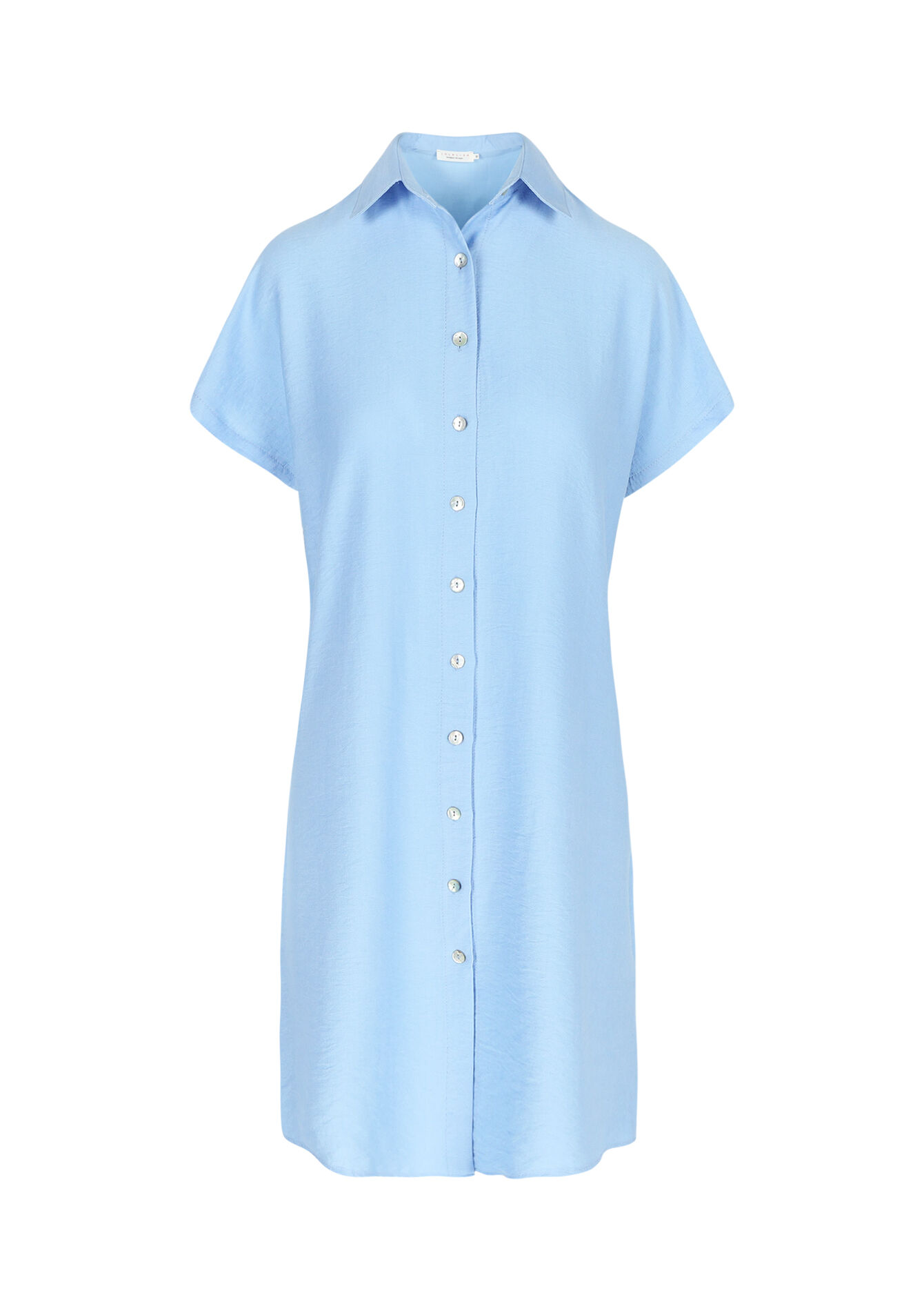 Robe-chemise en tissu crêpé, Robe-chemise en tissu crêpé - PASTEL BLUE - 08103568_751