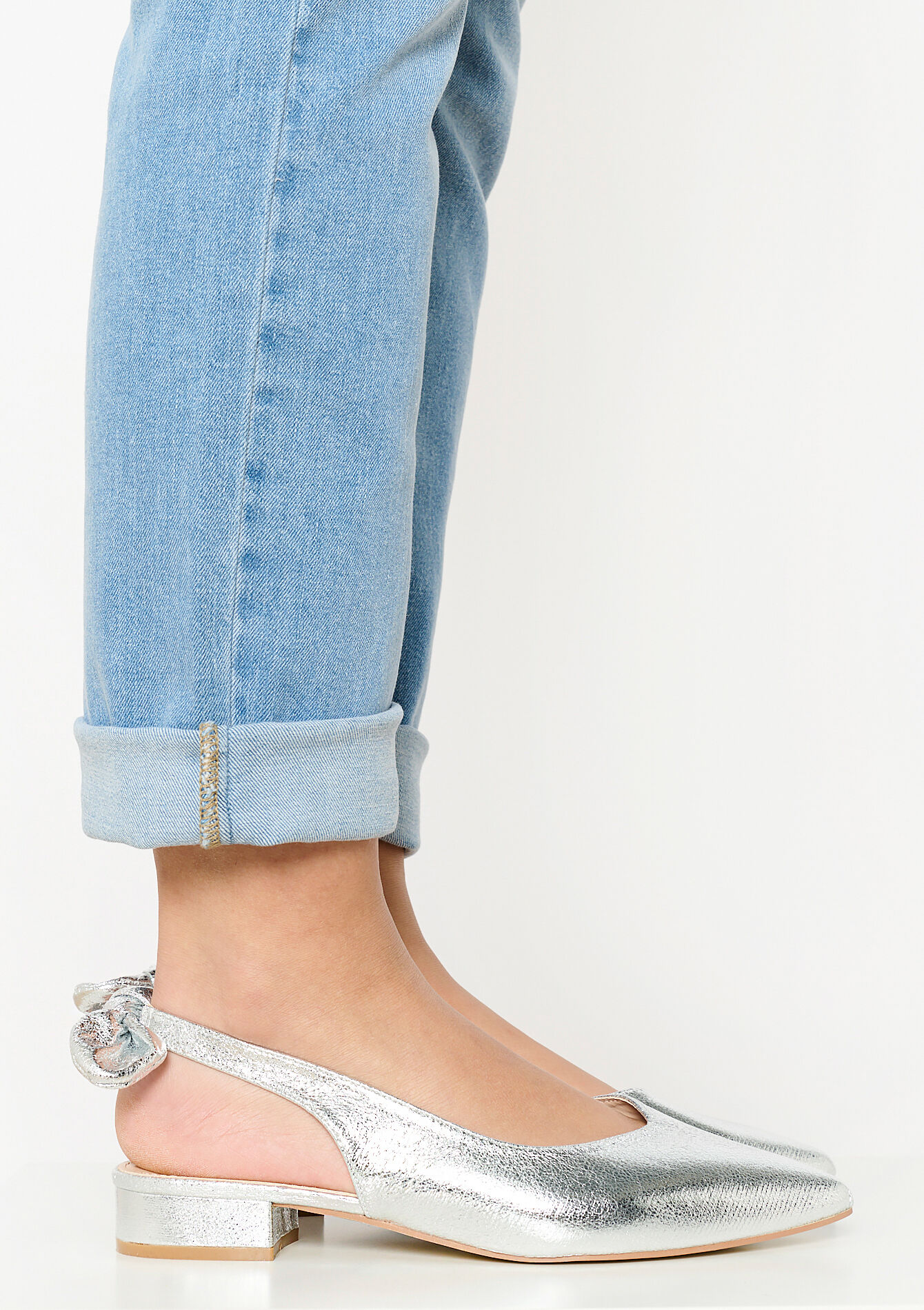 Escarpins métallisés avec noeud, Escarpins métallisés avec noeud - SILVER - 13000782_1059