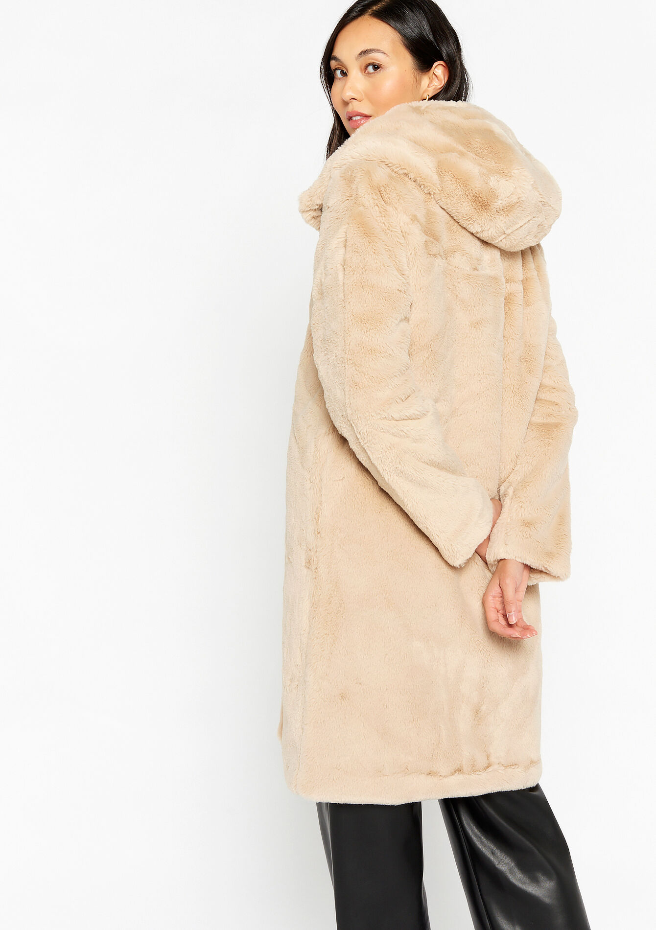 Lange fluffy jas, Lange fluffy jas - BEIGE CLASSIC - 23000608_4016