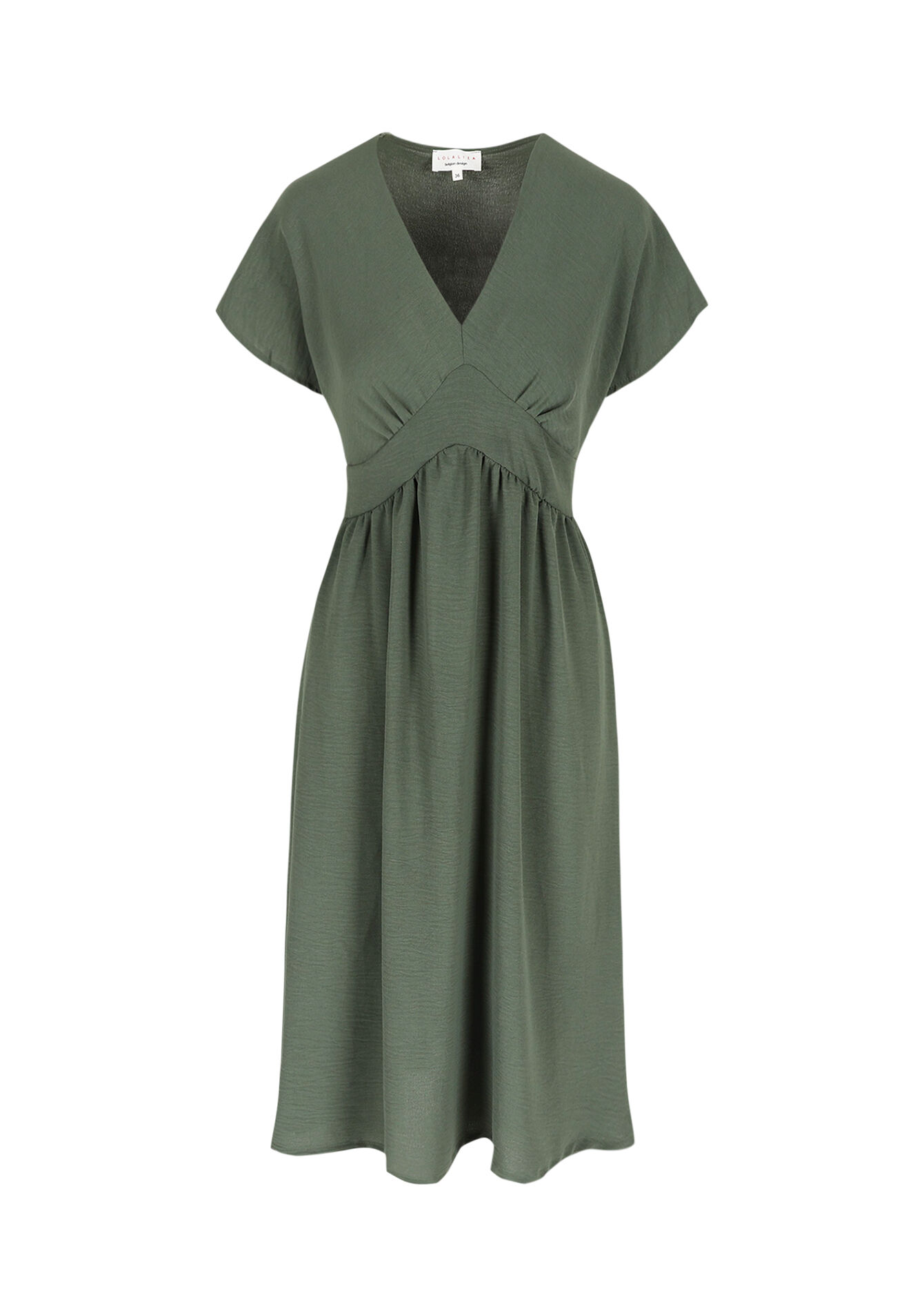 Zwierige midi jurk, Zwierige midi jurk - KHAKI MED - 08104238_4327