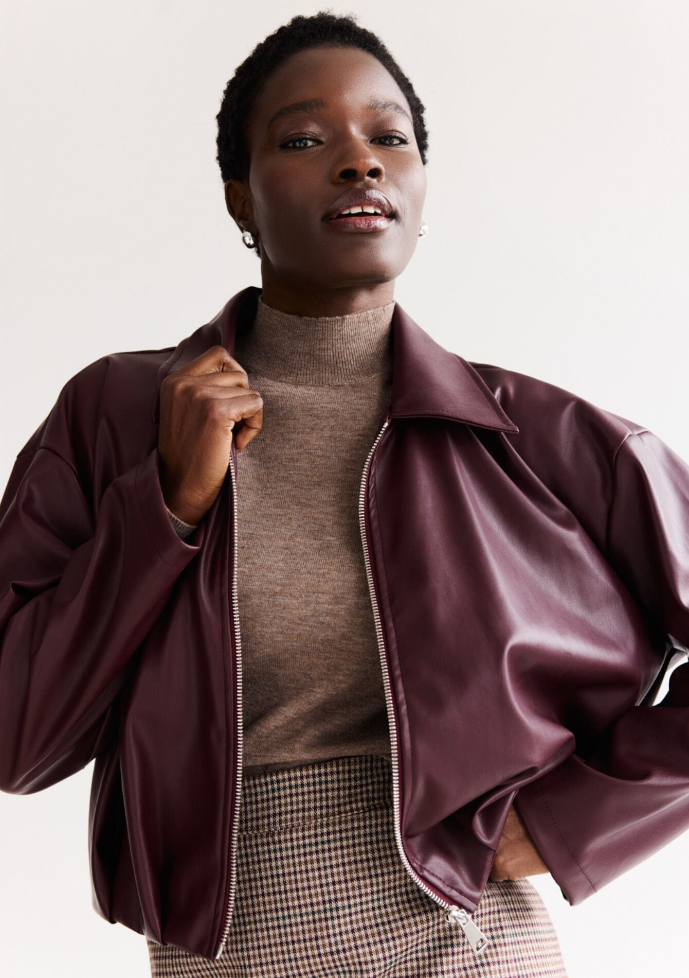 Imitatieleren bomberjack, , back