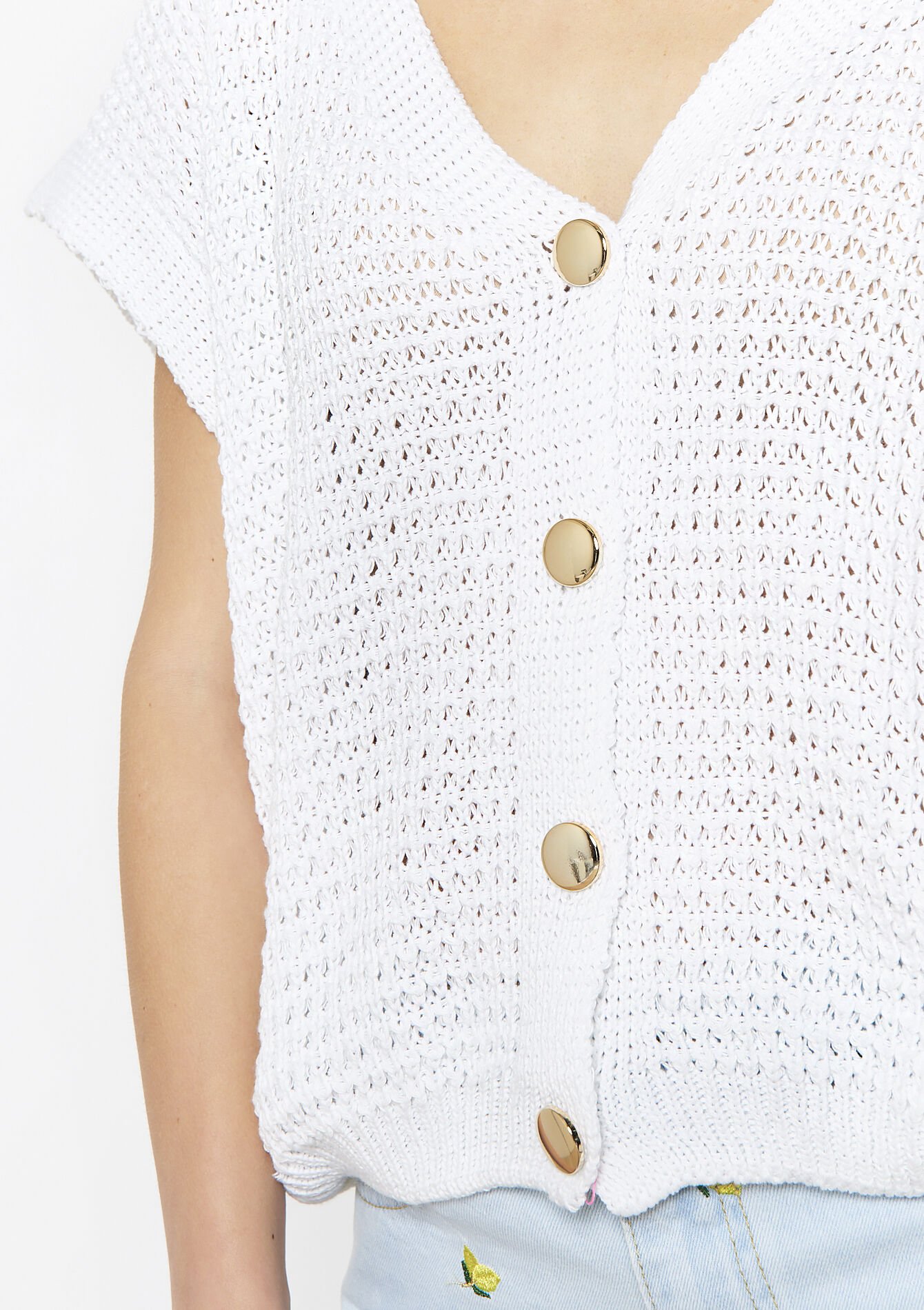 Gilet texturé à boutons, Gilet texturé à boutons - OFFWHITE - 02200499_1001