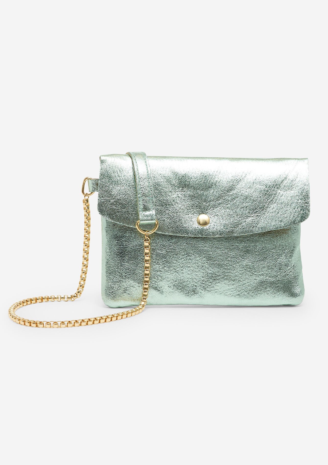 Metallic bag with chain, Metallic bag with chain - MINT GREEN - 1067743