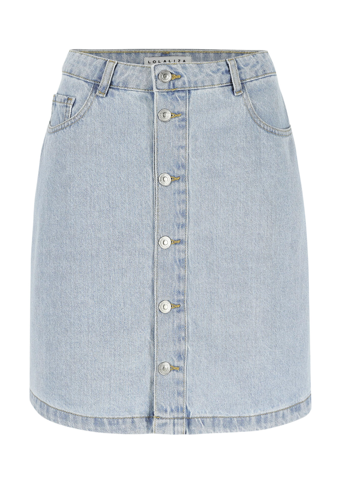 Jupe mi-longue en denim, Jupe mi-longue en denim - BLUE BLEACHED - 07101336_0502