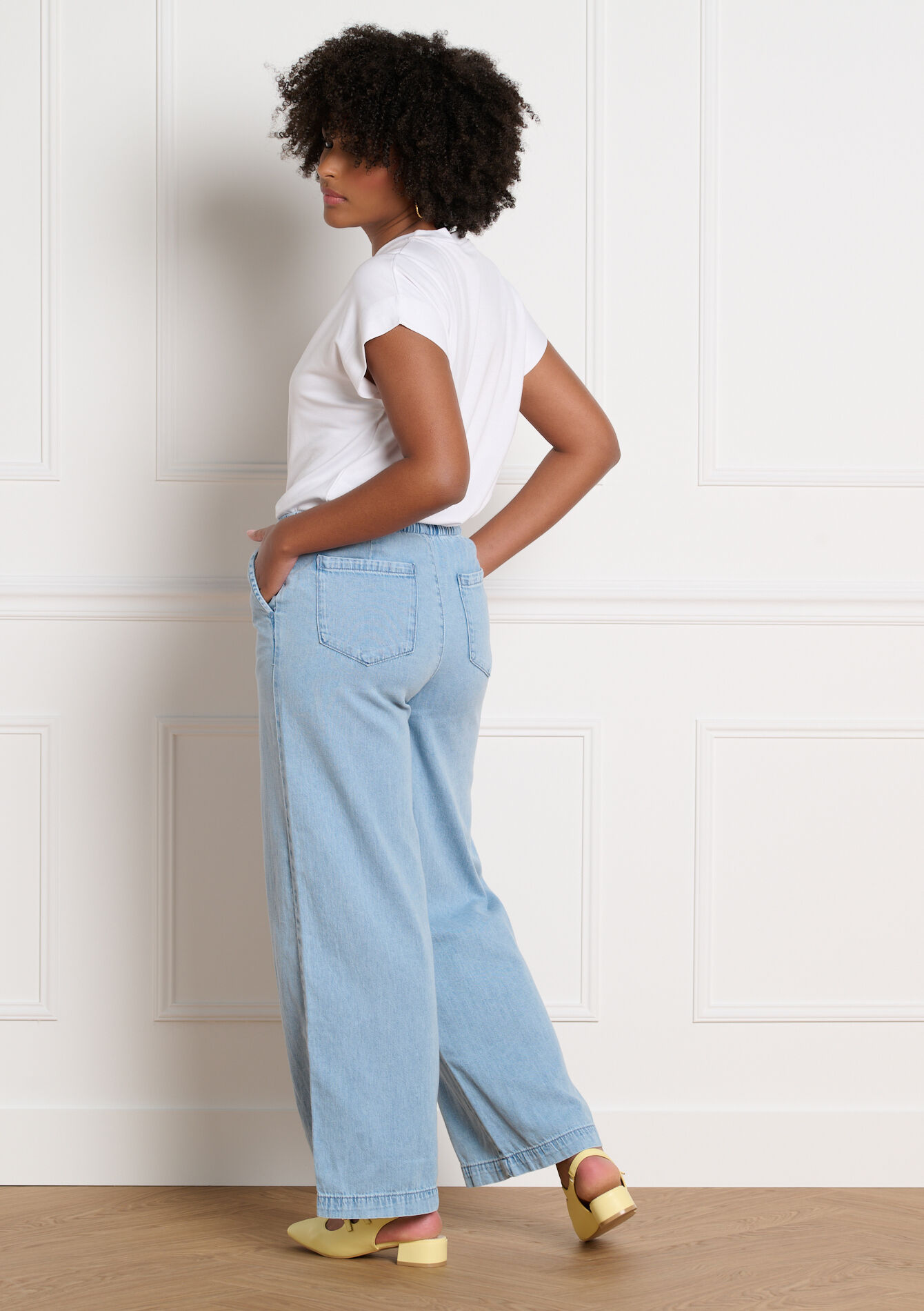 Wijde denim jogger broek, Wijde denim jogger broek - BLUE BLEACHED - 22000642_0502