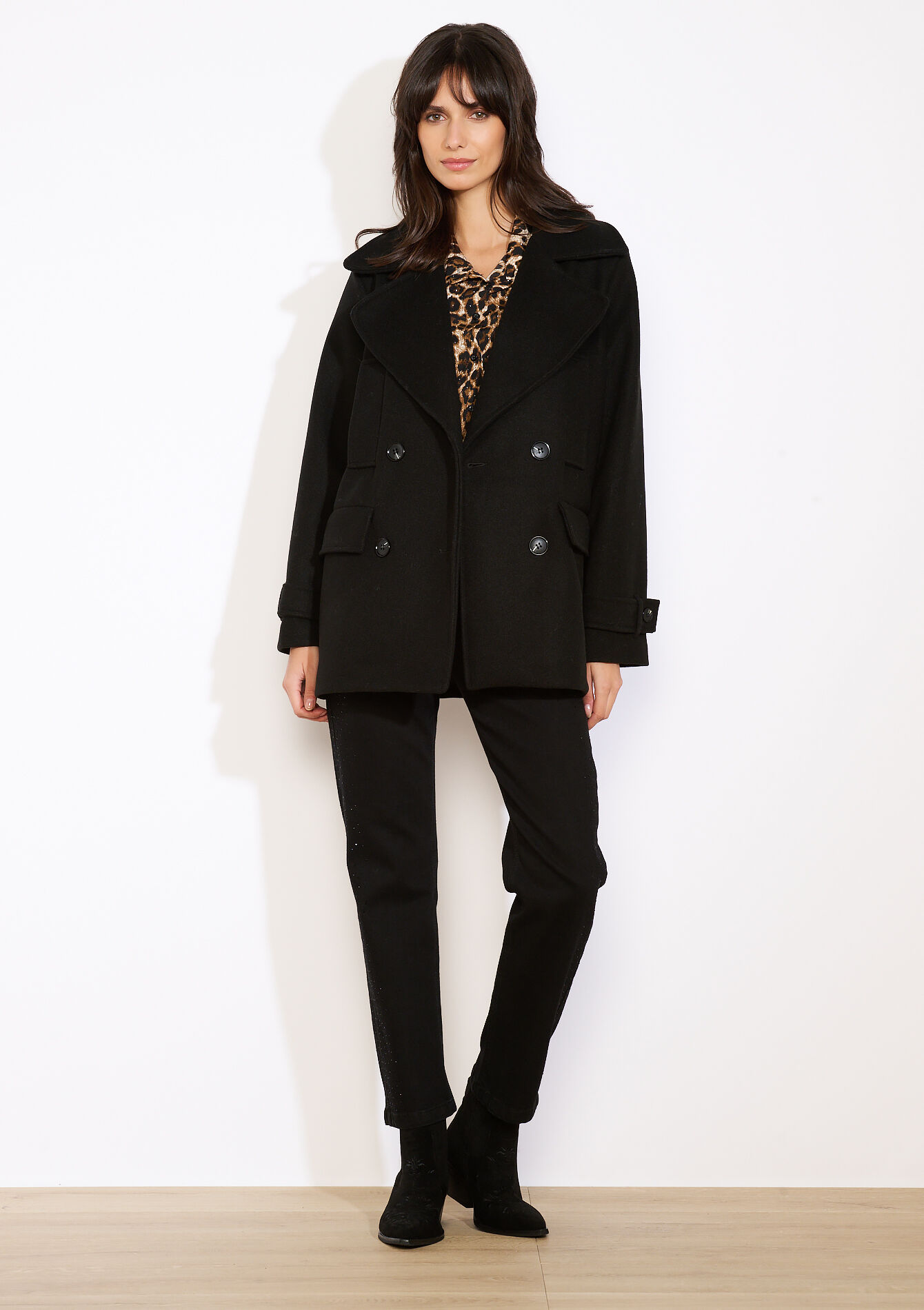 Manteau croisé, Manteau croisé - BLACK - 23000803_1119