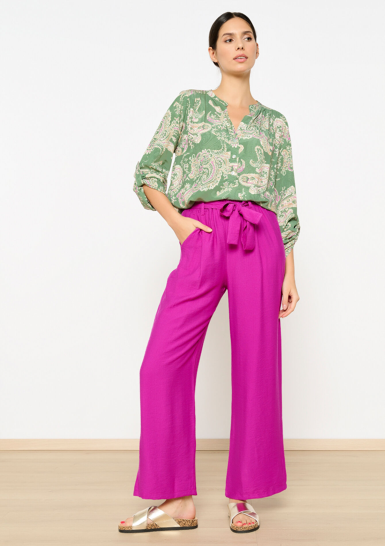 Blouse with paisley print, Blouse with paisley print - KHAKI MINT - 05702487_2542