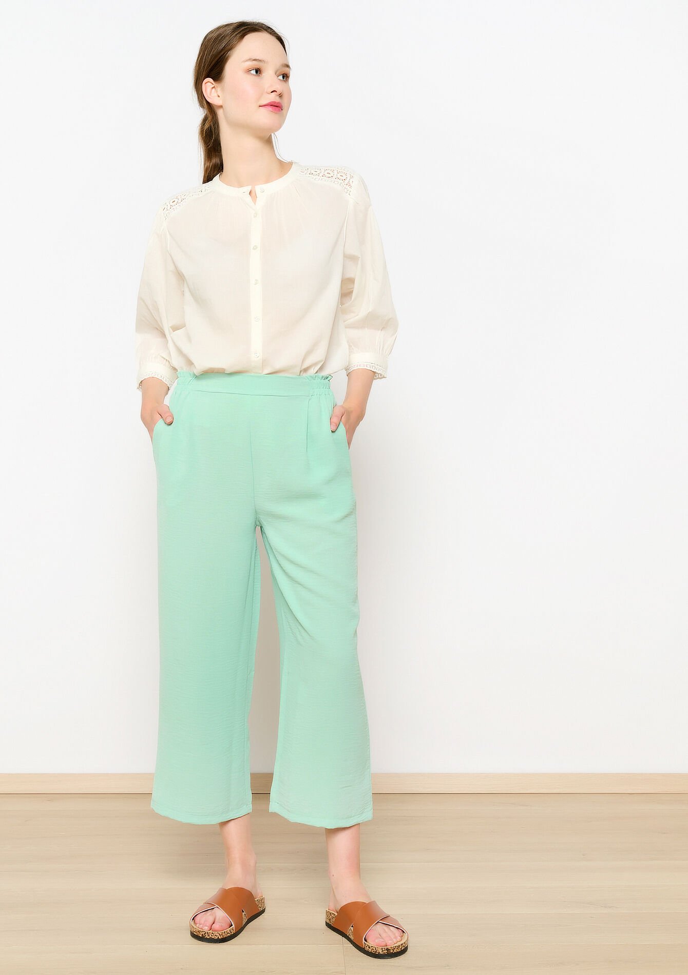 Chemise avec détail en macramé, Chemise avec détail en macramé - WHITE - 05702381_0506