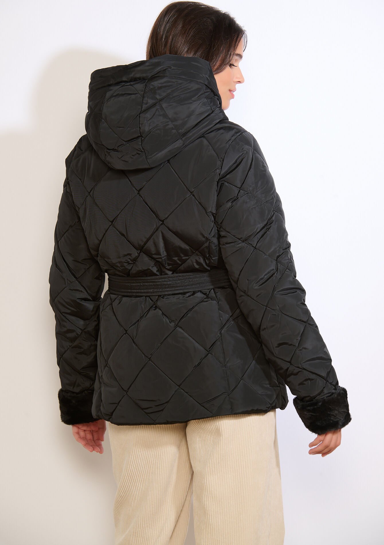 Doudoune ceinturée courte, Doudoune ceinturée courte - BLACK - 23000753_1119