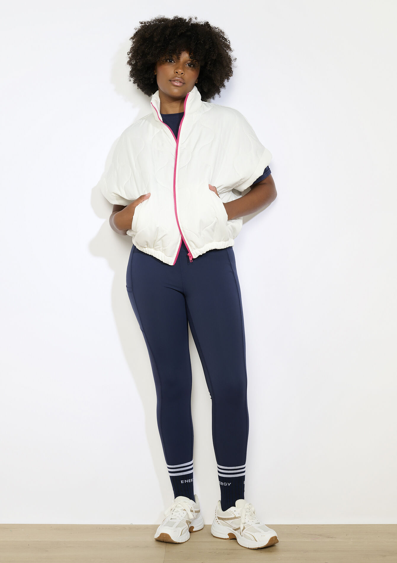 Mouwloze gewatteerde jas, Mouwloze gewatteerde jas - VANILLA WHITE - 09001491_1013