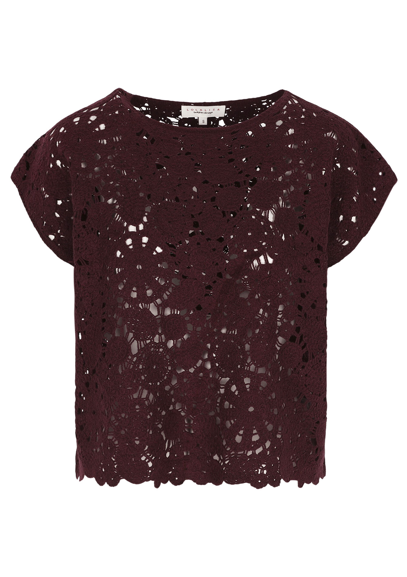 Mouwloze crochet top - AUBERGINE - 04007067_1537
