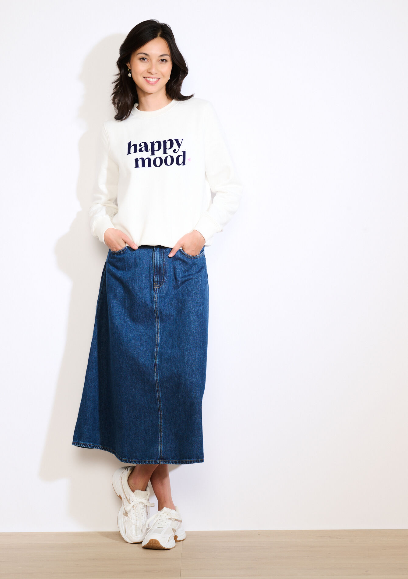 Sweater met positieve tekst - OFFWHITE - 03001763_1001