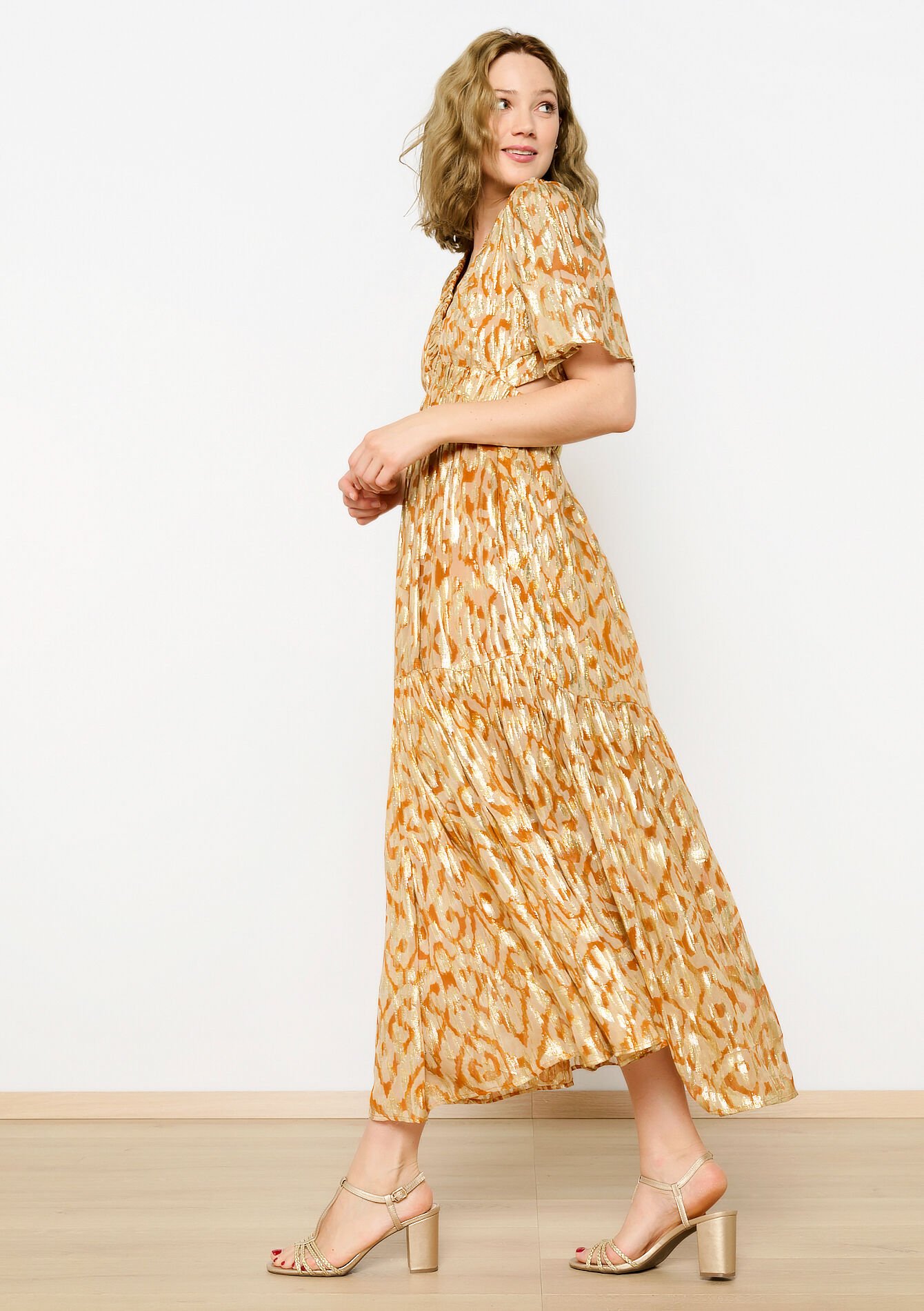 Robe longue avec ouverture, Robe longue avec ouverture - OCHER HONEY - 08602319_5112