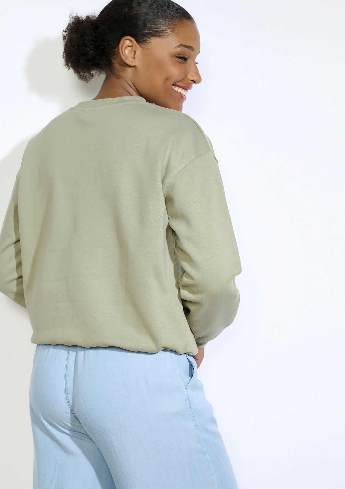 Sweater met tekst - KHAKI FADED - 03001765_4326