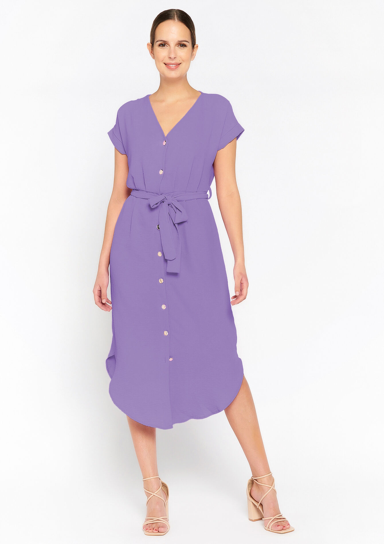 Maxi-jurk met knopen, Maxi-jurk met knopen - PASTEL LILAC - 08601960_1493