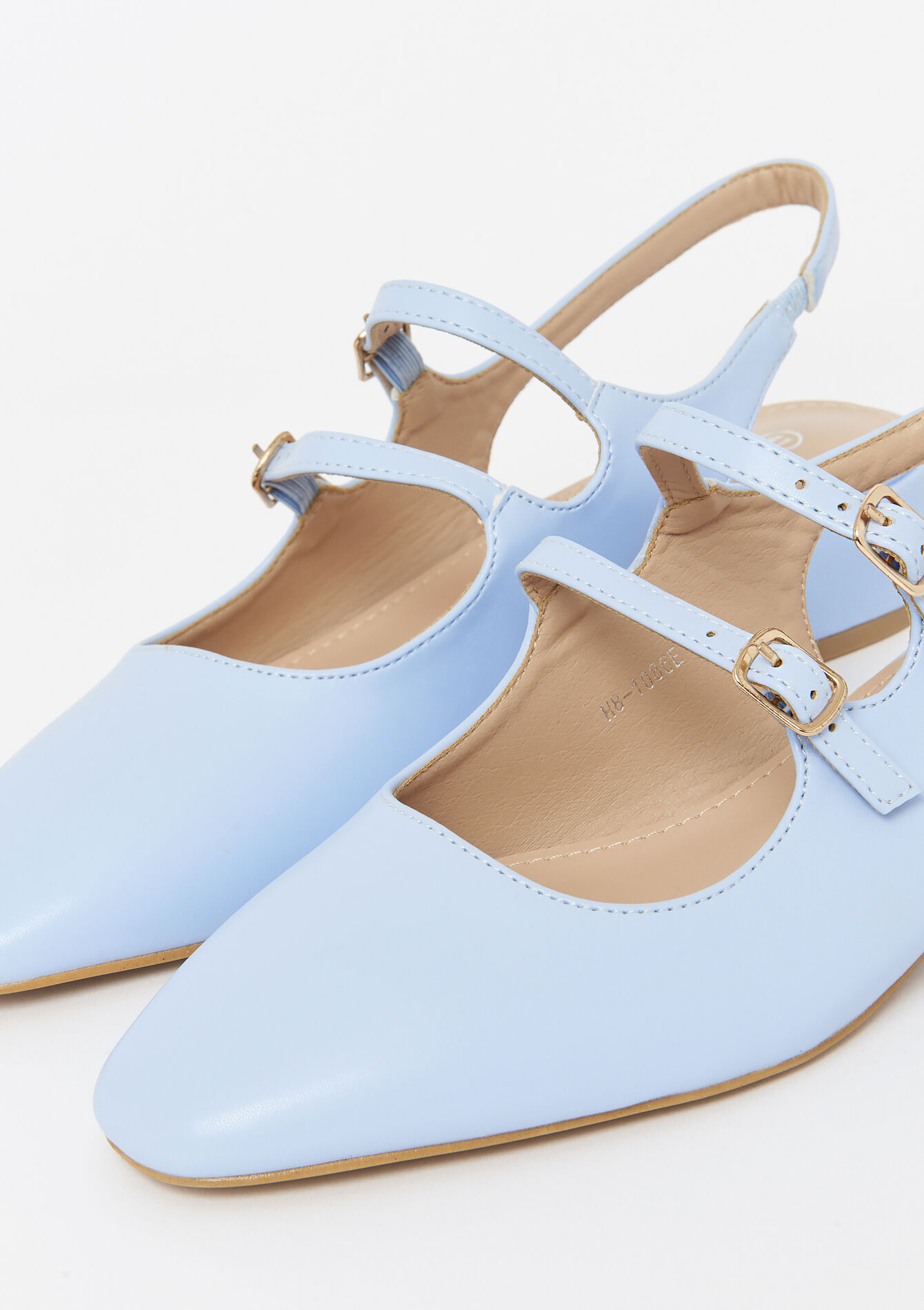 Faux leather strap ballerinas - BLUE PASTEL - 13100326_3003