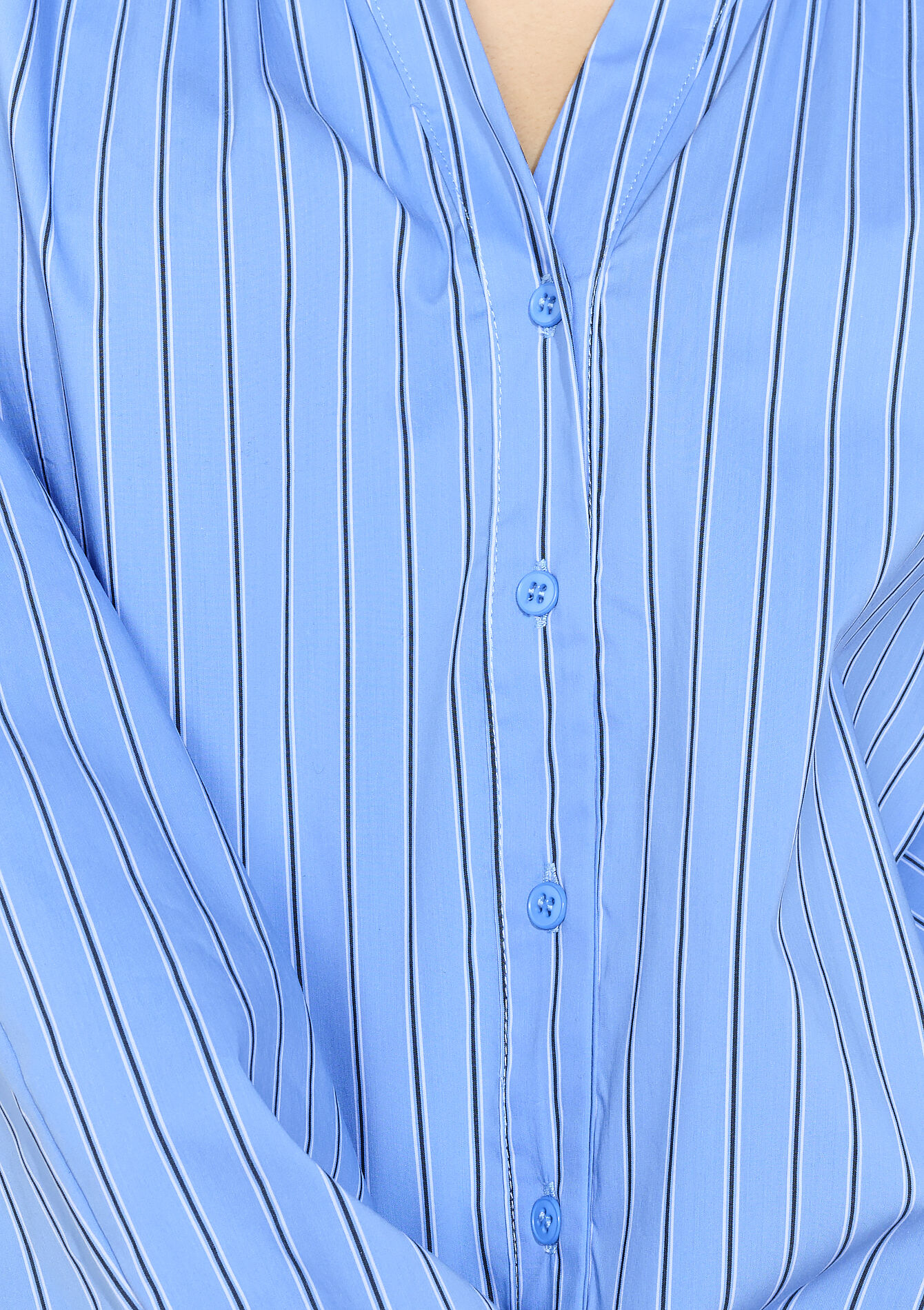 Gestreepte blouse met ballonmouwen - AQUA BLUE - 05702961_3302