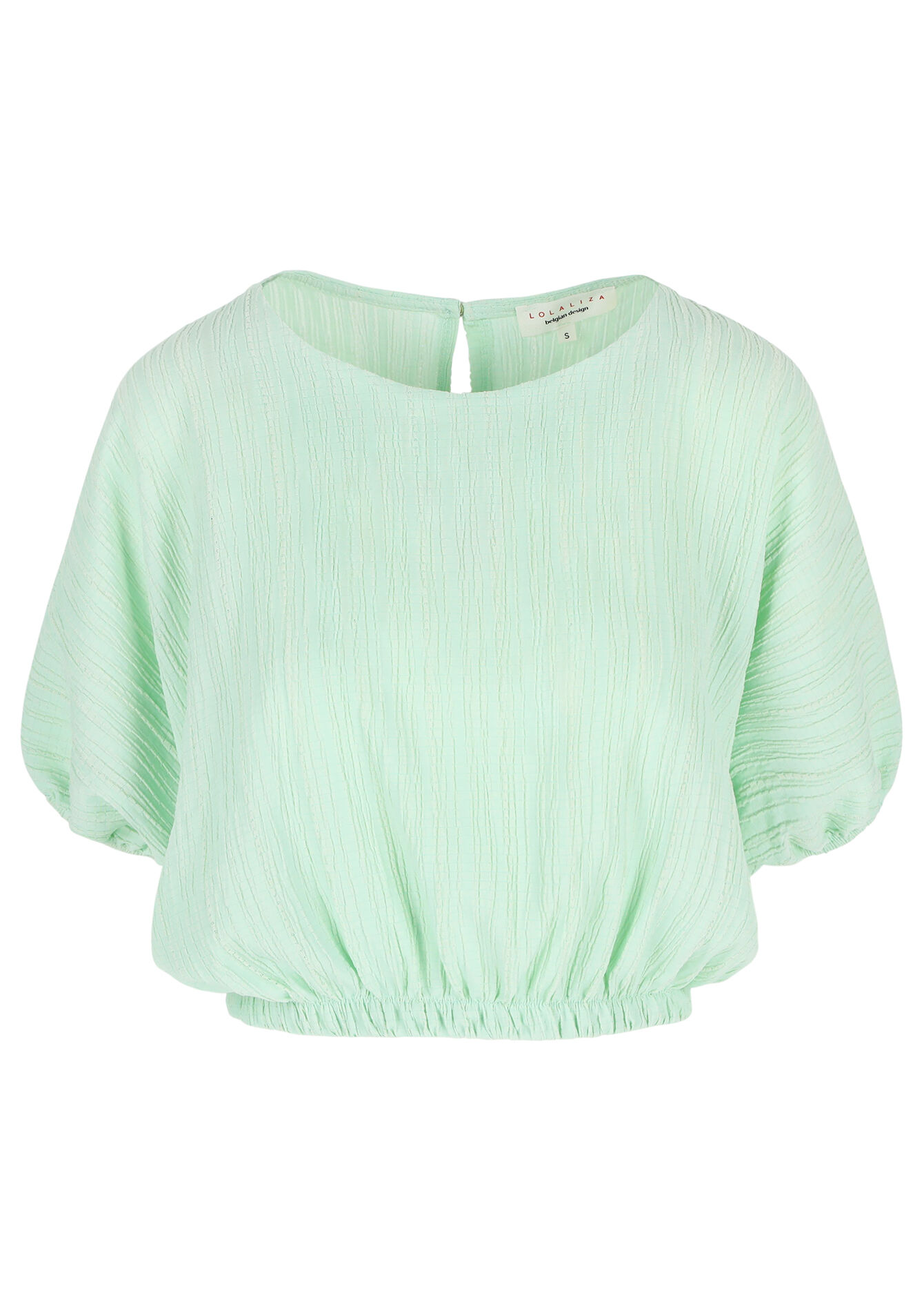 Cropped blouse with elastic waistband, Cropped blouse with elastic waistband - MINT GREEN - 05702562_1723