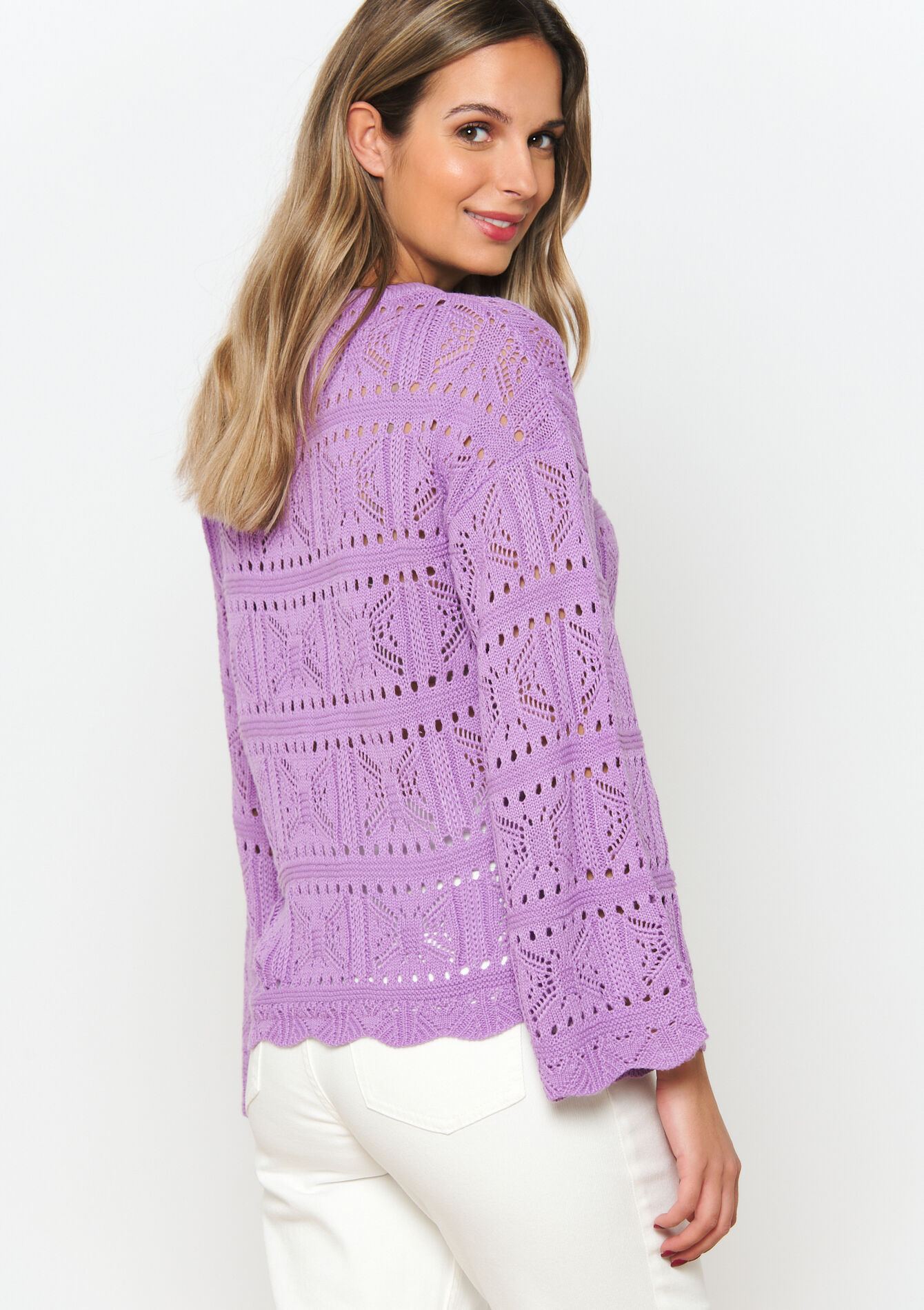 Trui in macramé-stijl, Trui in macramé-stijl - LILAC BRIGHT - 04006298_2578
