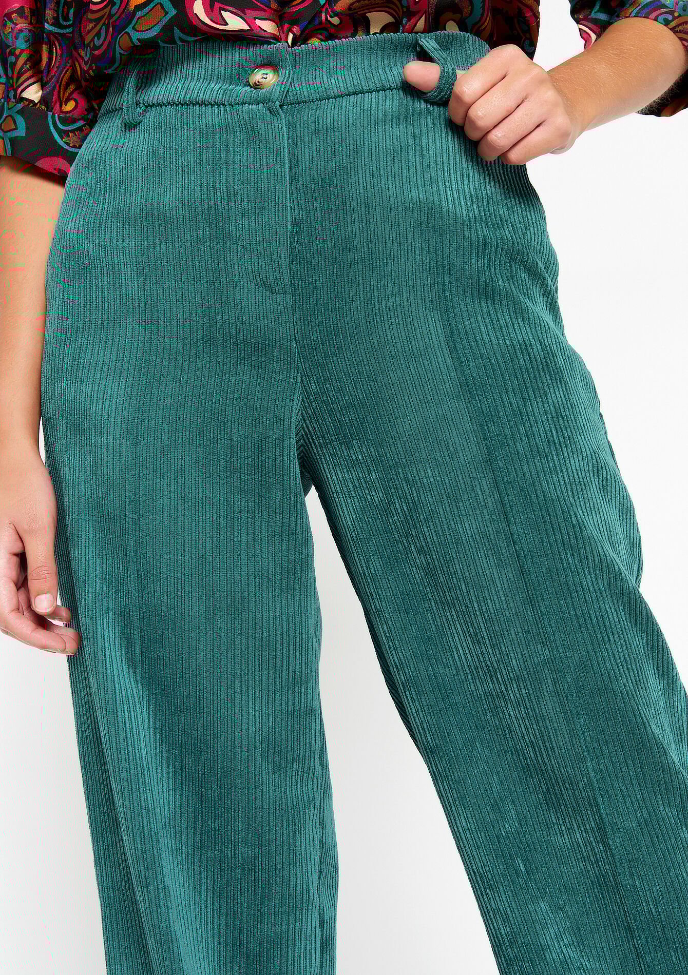 Corduroy broek, Corduroy broek - GREEN EMERALD - 06100557_4511