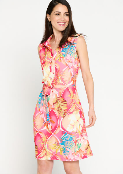 Dress with tropical print - RED FRAMBOISE - 08103255_1496