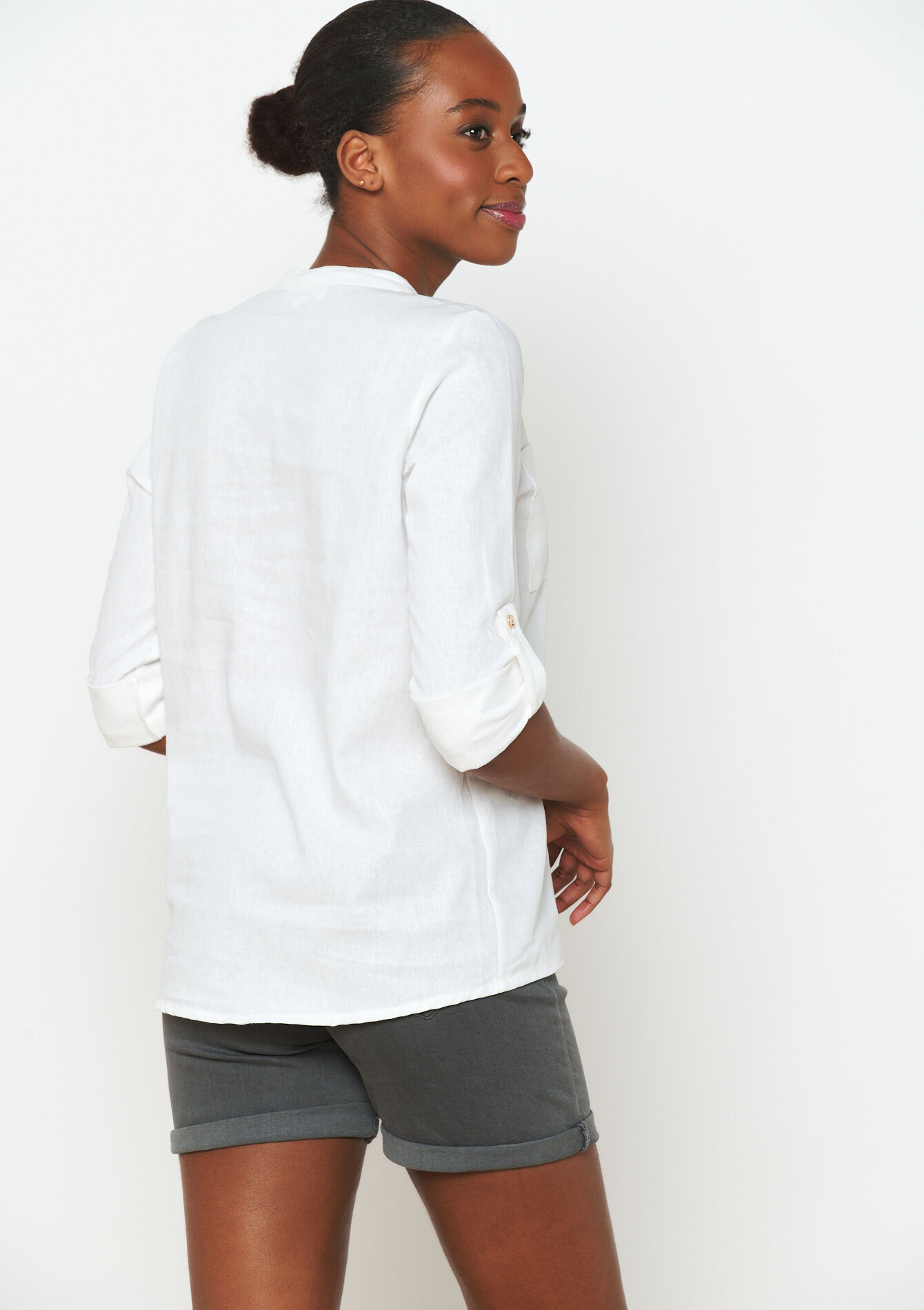 Hemd van linnenmix, Hemd van linnenmix - OPTICAL WHITE - 05702482_1019