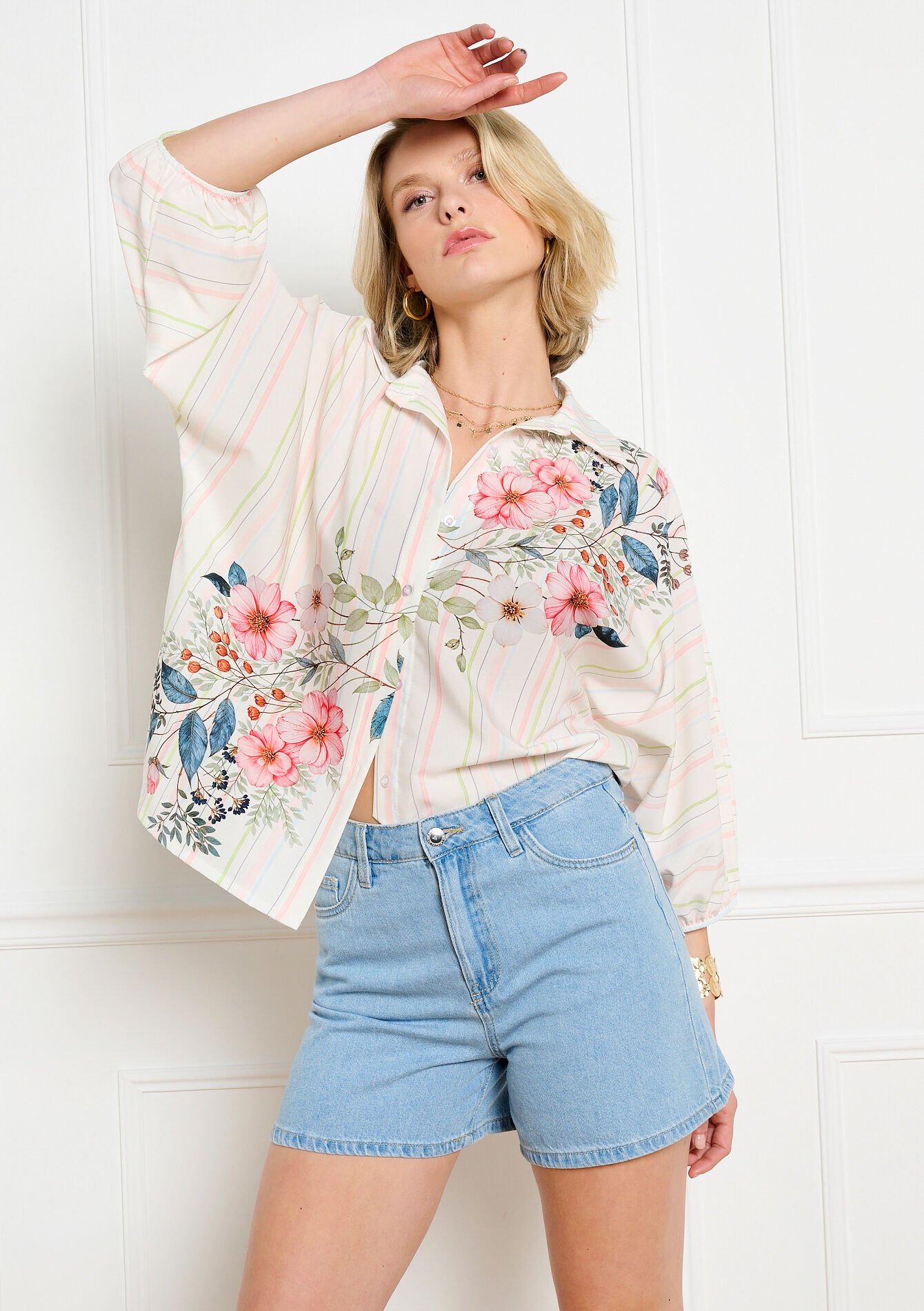 Blouse met bloemenprint, , hi-res